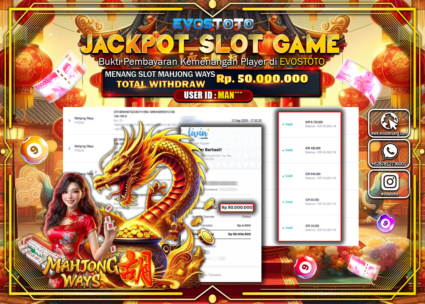 PEMBAYARAN JACKPOT SLOT MAHJONG WAYS  Rp50.000.000 DI BAYAR LANGSUNG !
