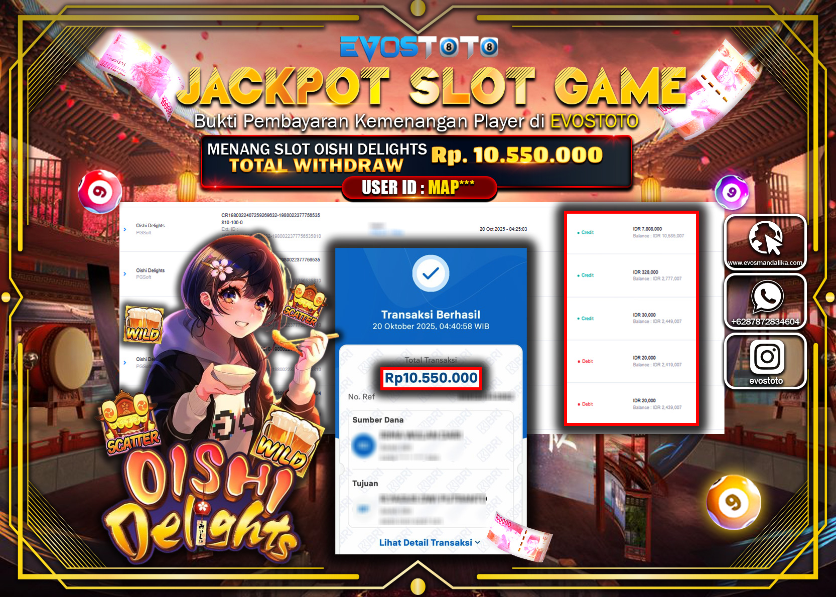 PEMBAYARAN JACKPOT SLOT OISHI DELIGHTS Rp10.550.000 DI BAYAR LANGSUNG !
