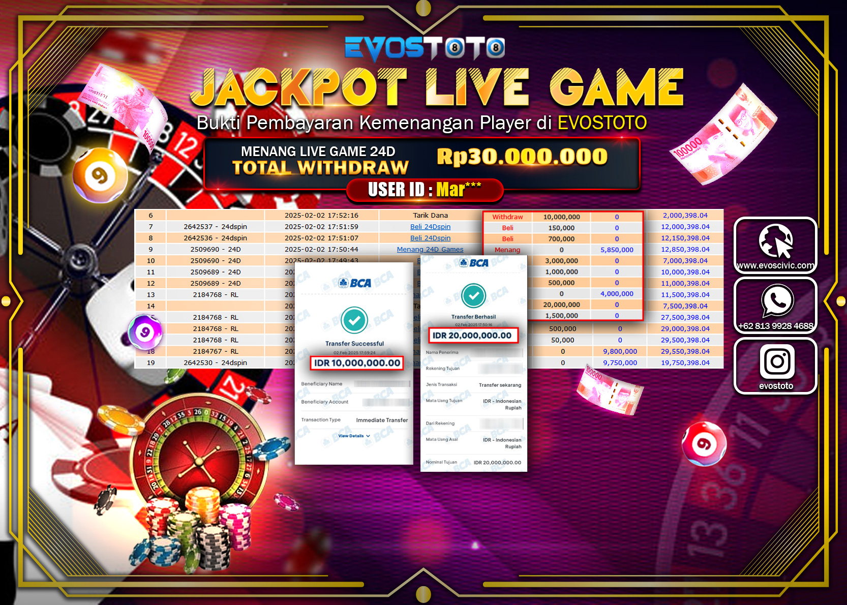 PEMBAYARAN JACKPOT LIVE GAME 24D SPIN  Rp.30.000.000 DI BAYAR LANGSUNG !