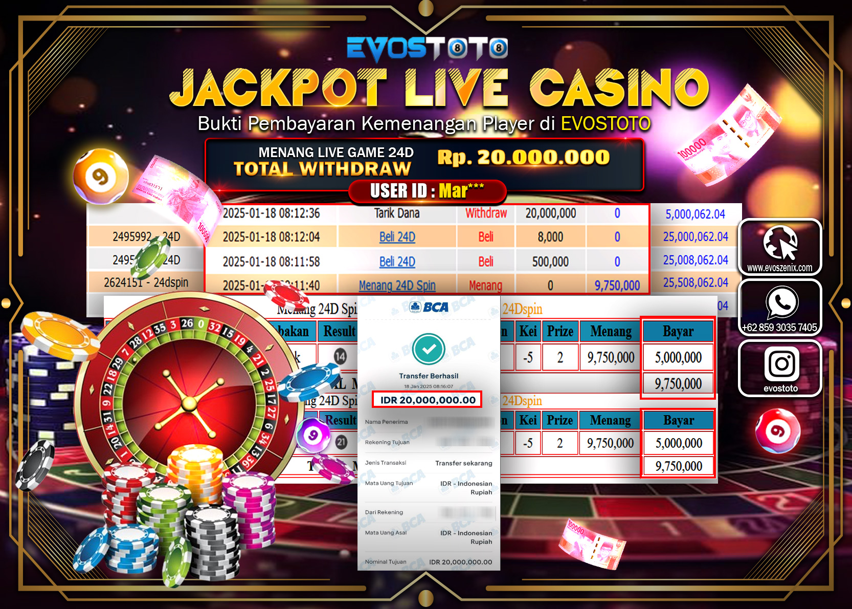 PEMBAYARAN JACKPOT LIVE GAME 24D Rp.20.000.000 DI BAYAR LANGSUNG !