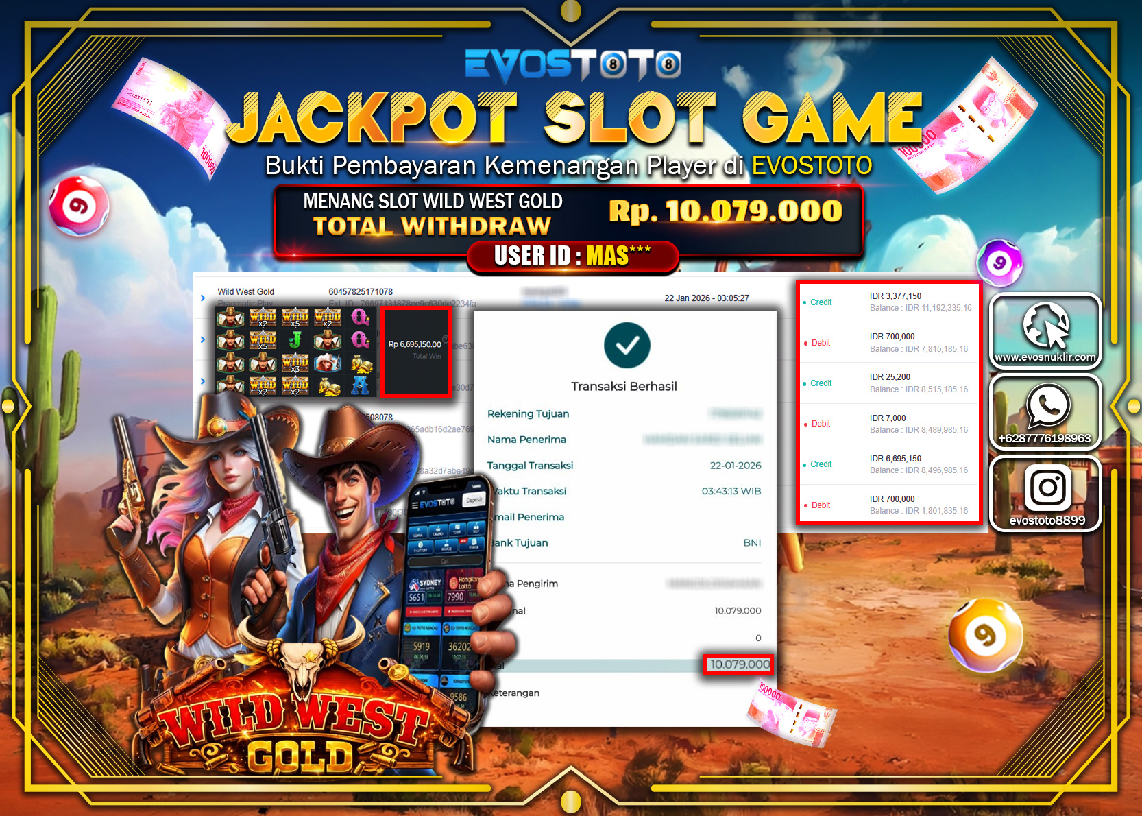 PEMBAYARAN JACKPOT SLOT WILD WEST GOLD Rp.10.079.000 DI BAYAR LANGSUNG !