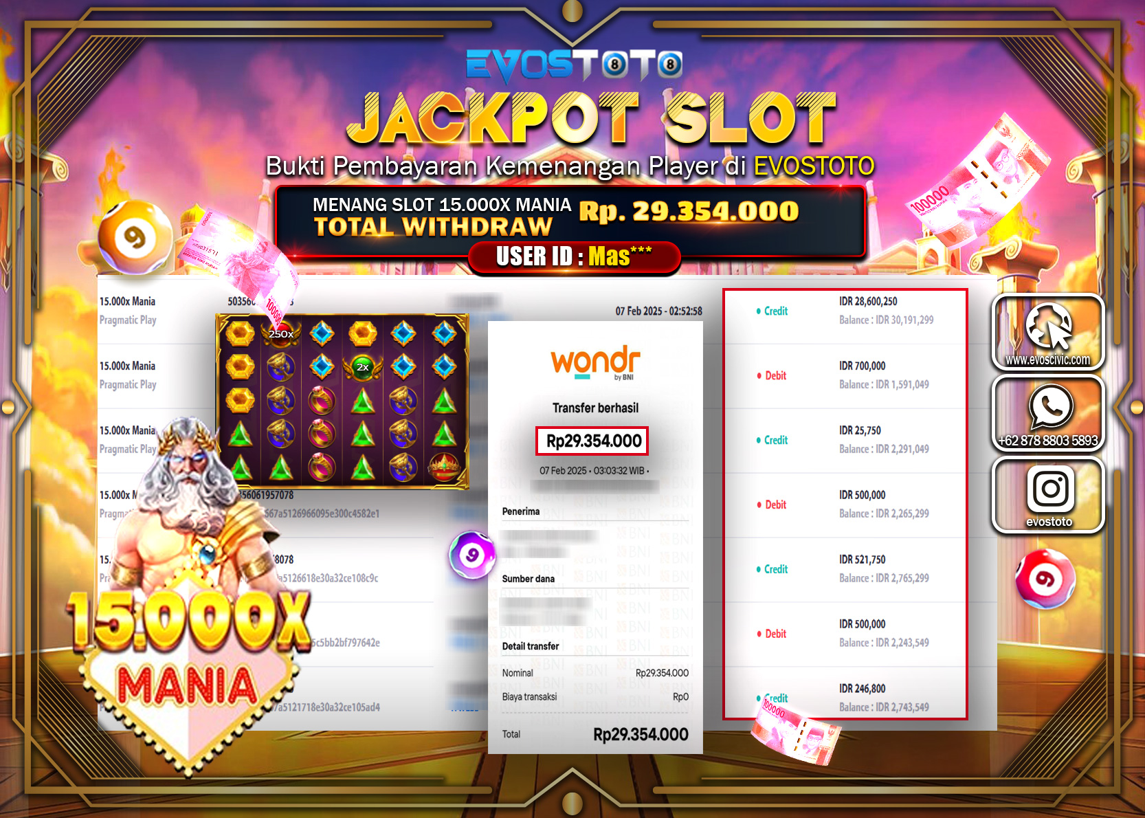PEMBAYARAN JACKPOT SLOT 15.000X MANIA Rp.29.354.000 DI BAYAR LANGSUNG !