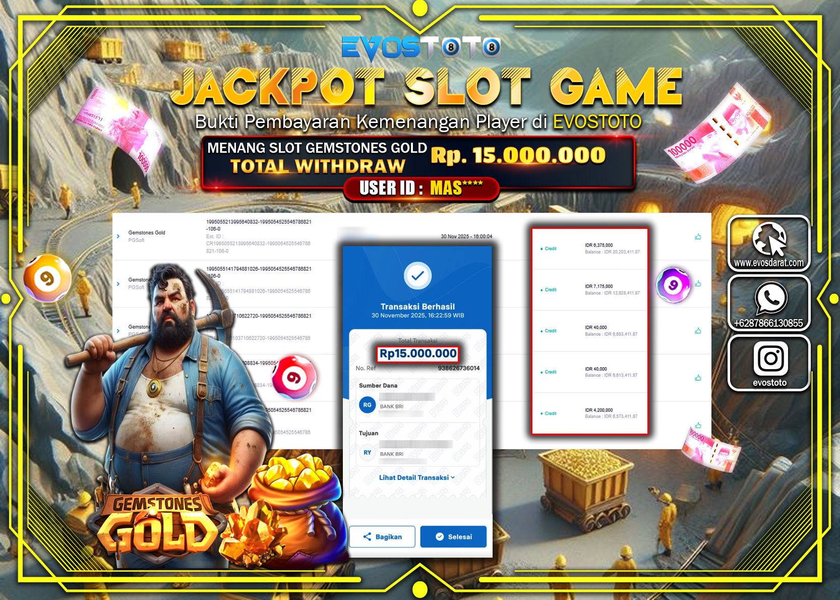 PEMBAYARAN JACKPOT SLOT GEMSTONES GOLD Rp.15.000.000 DI BAYAR LANGSUNG !