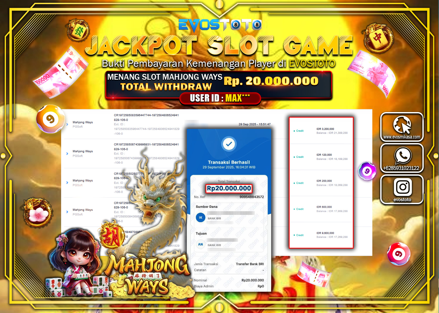 PEMBAYARAN JACKPOT SLOT MAHJONG WAYS  Rp20.000.000 DI BAYAR LANGSUNG !