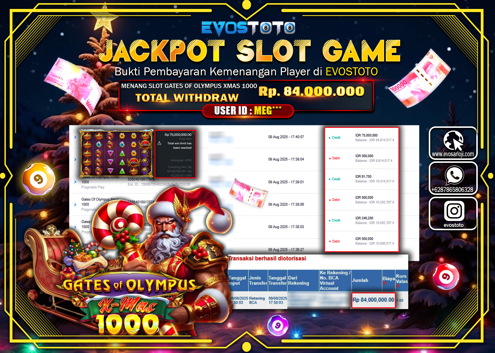 PEMBAYARAN JACKPOT SLOT GATES OF OLYMPUS XMASS 1000 Rp84.000.000 DI BAYAR LANGSUNG !