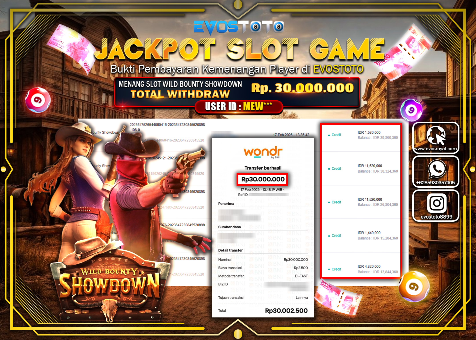 PEMBAYARAN JACKPOT SLOT WILD BOUNTY SHOWDOWN Rp.30.000.000 DI BAYAR LANGSUNG !