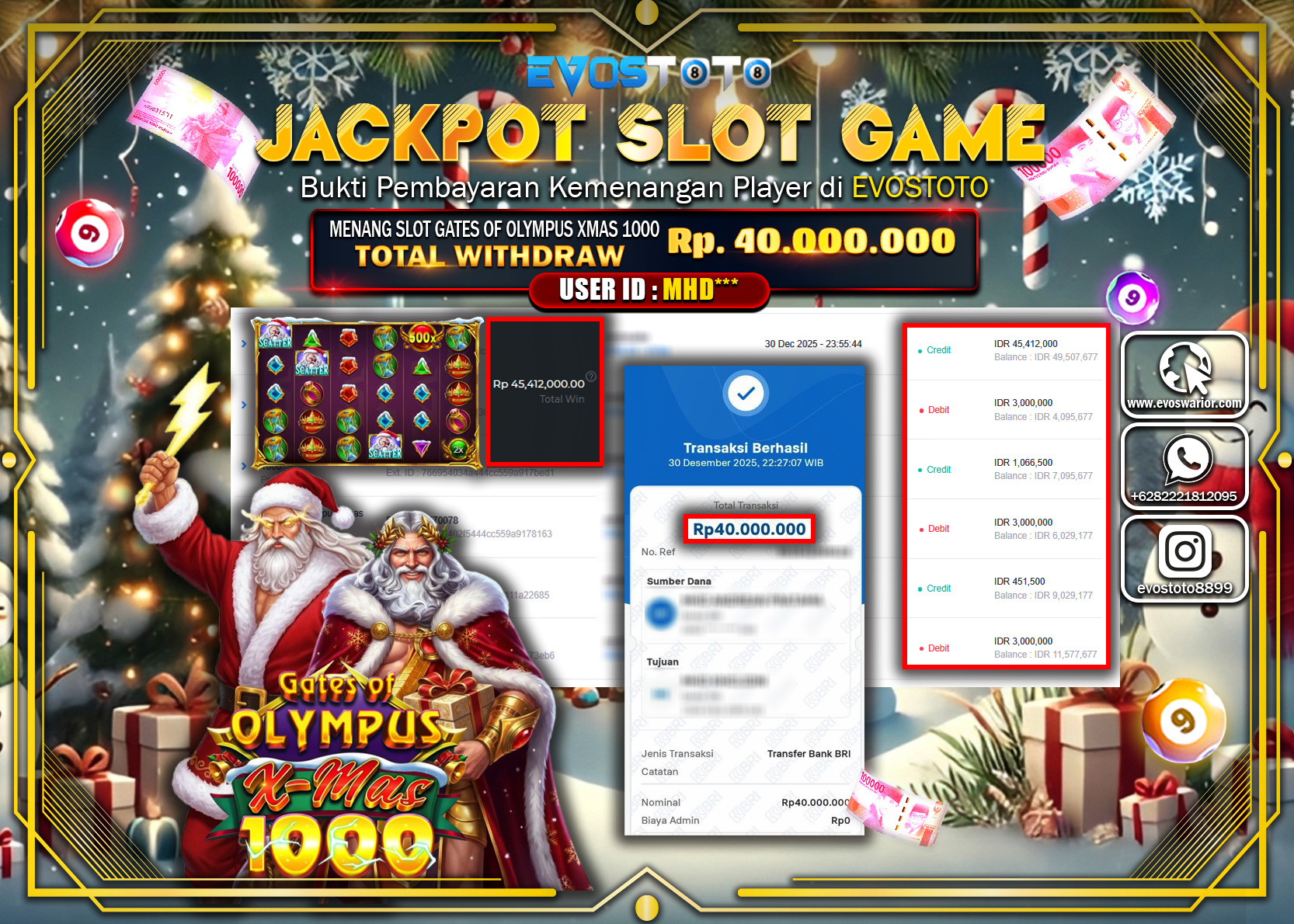 PEMBAYARAN JACKPOT SLOT GATES OF OLYMPUS XMAS 1000 Rp.40.000.000 DI BAYAR LANGSUNG !
