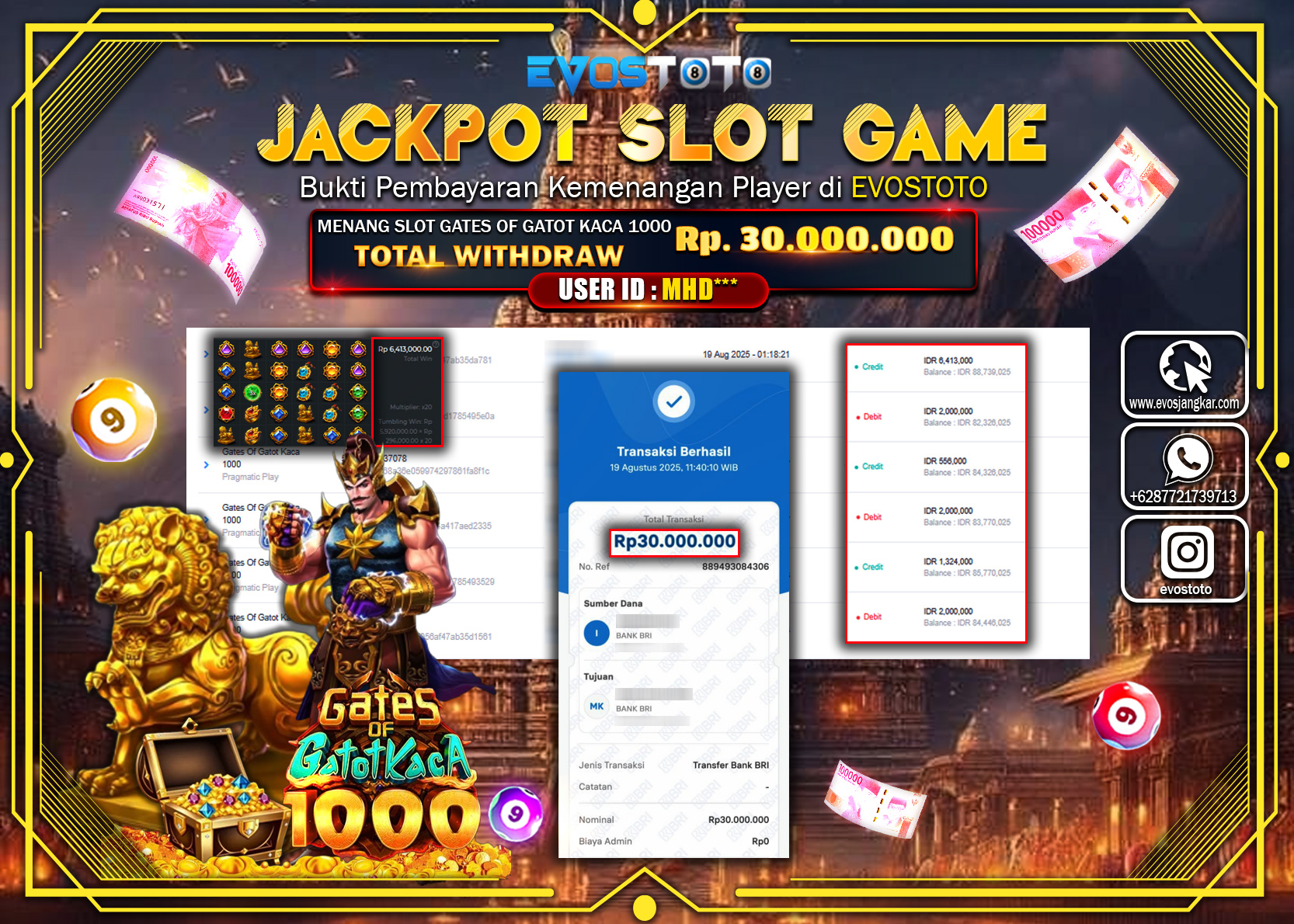 PEMBAYARAN JACKPOT SLOT GATES OF GATOT KACA 1000  Rp30.000.000 DI BAYAR LANGSUNG !
