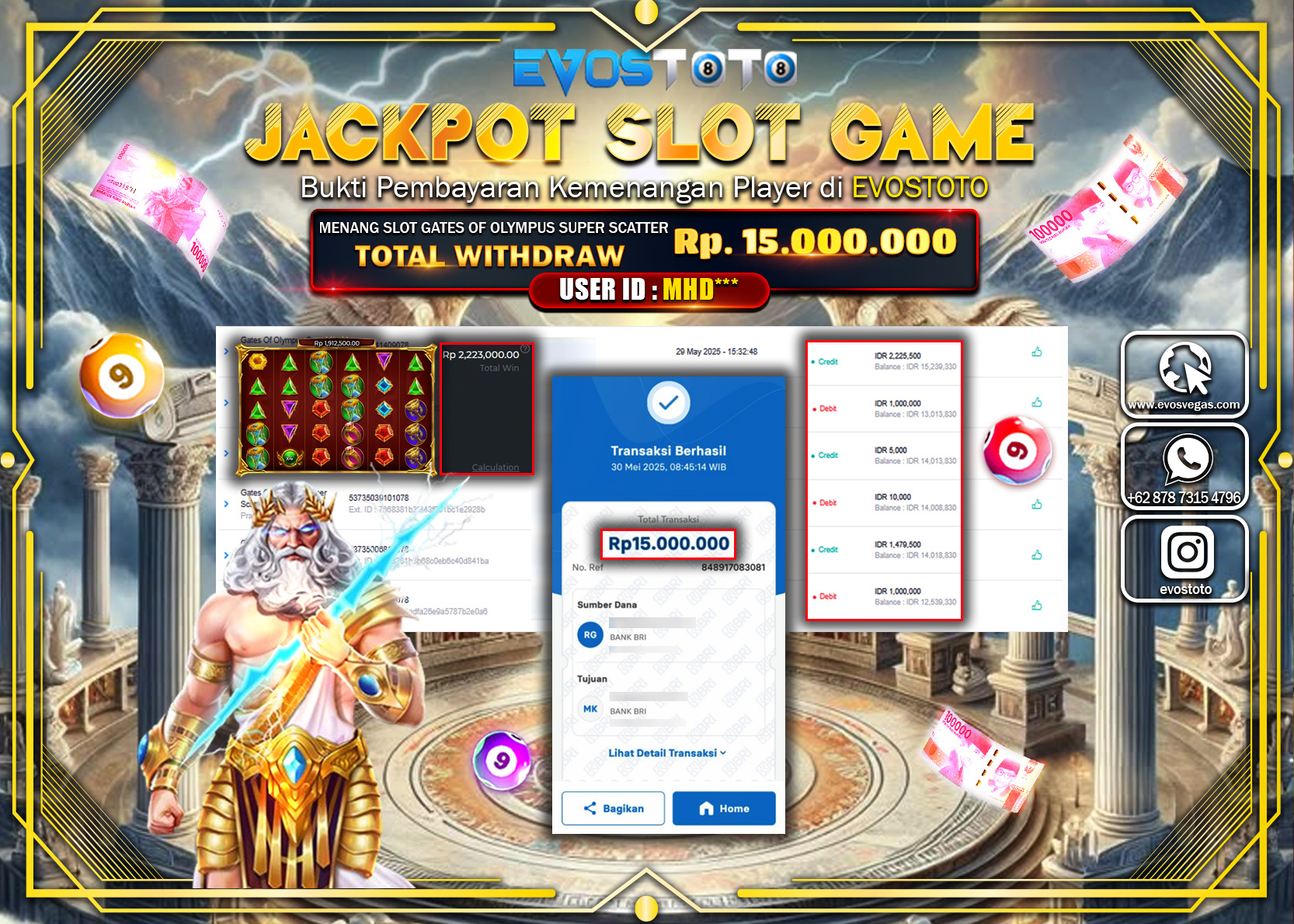 PEMBAYARAN JACKPOT SLOT GATES OF OLYMPUS SUPER SCATTER Rp15.000.000 DI BAYAR LANGSUNG !