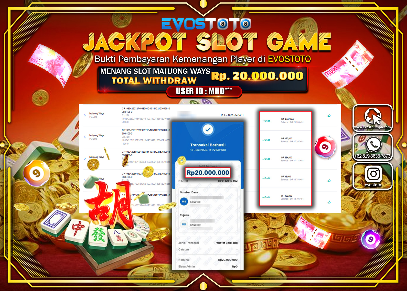 PEMBAYARAN JACKPOT SLOT MAHJONG WAYS Rp20.000.000 DI BAYAR LANGSUNG !