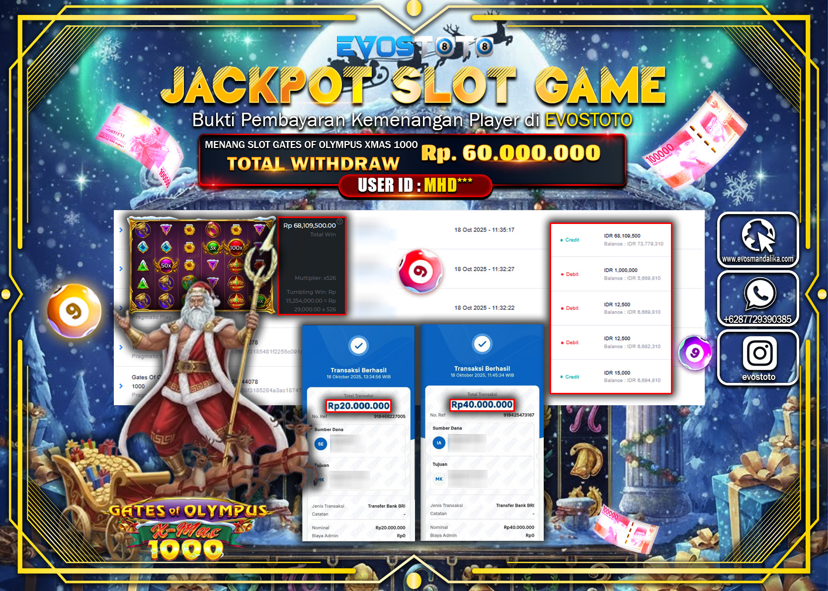 PEMBAYARAN JACKPOT SLOT GATES OF OLYMPUS XMAS 1000  Rp60.000.000 DI BAYAR LANGSUNG !