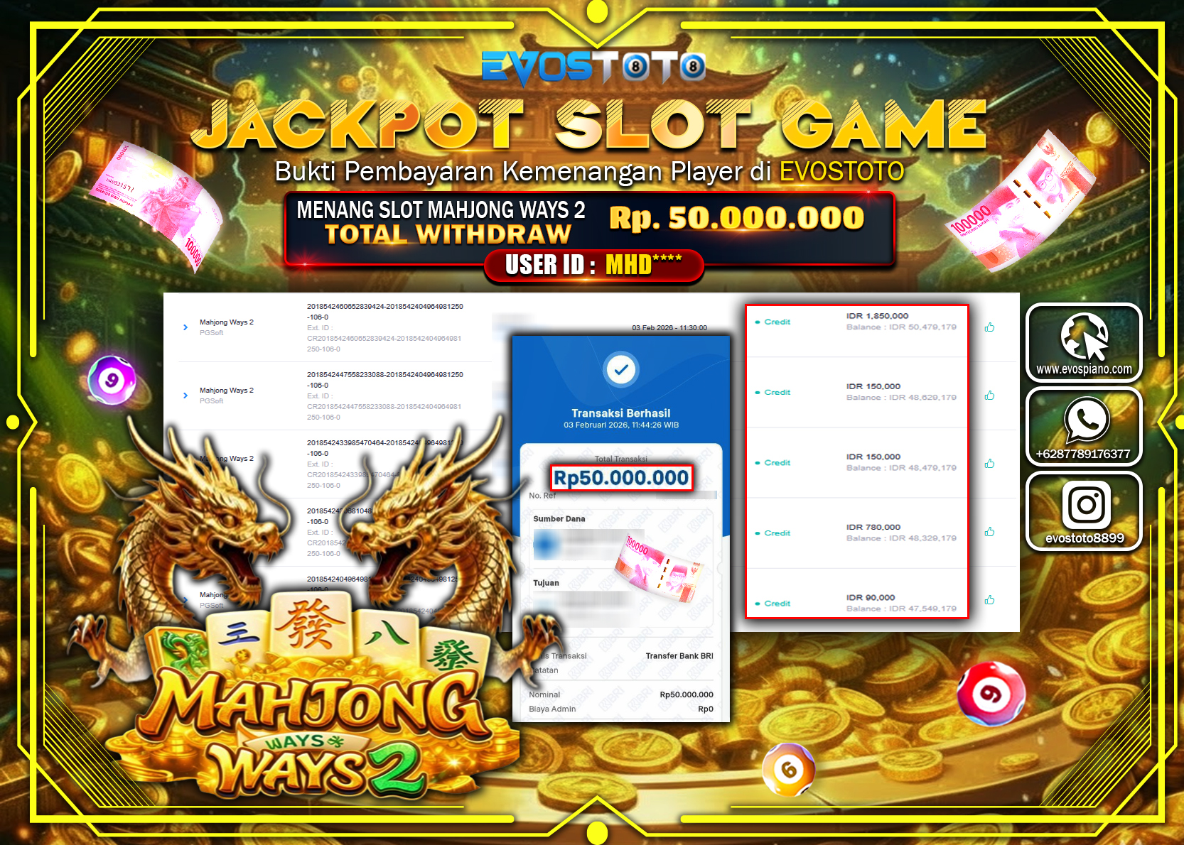 PEMBAYARAN JACKPOT SLOT MAHJONG WAYS 2 Rp.50.000.000 DI BAYAR LANGSUNG !