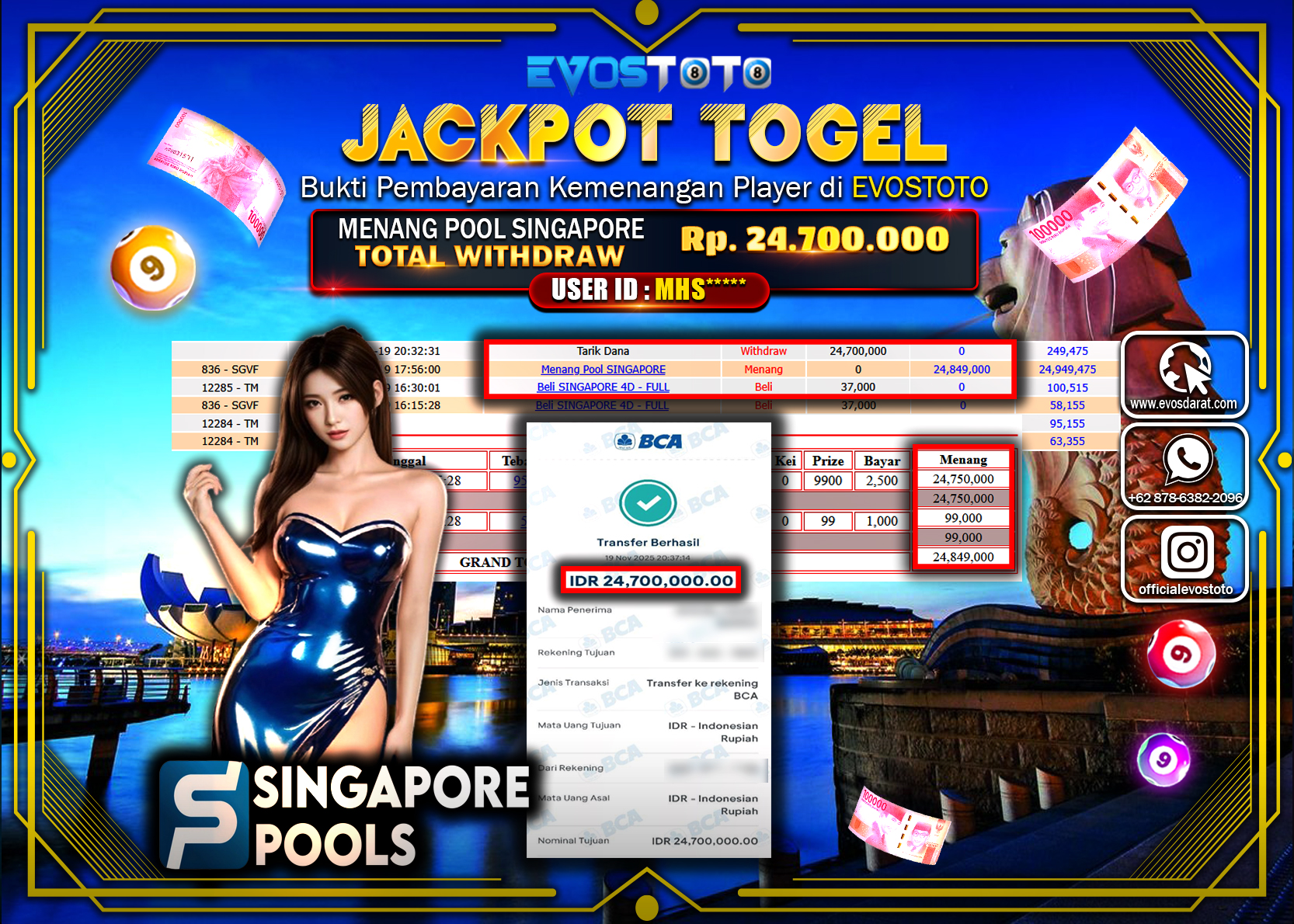 PEMBAYARAN JACKPOT TOGEL POOL SINGAPORE Rp24.700.000 DI BAYAR LANGSUNG !