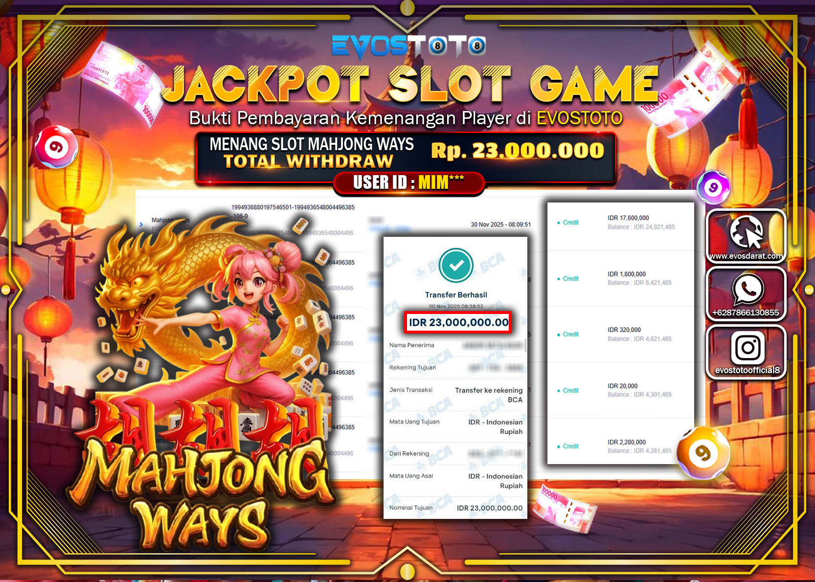 PEMBAYARAN JACKPOT SLOT MAHJONG WAYS Rp.23.000.000 DI BAYAR LANGSUNG !