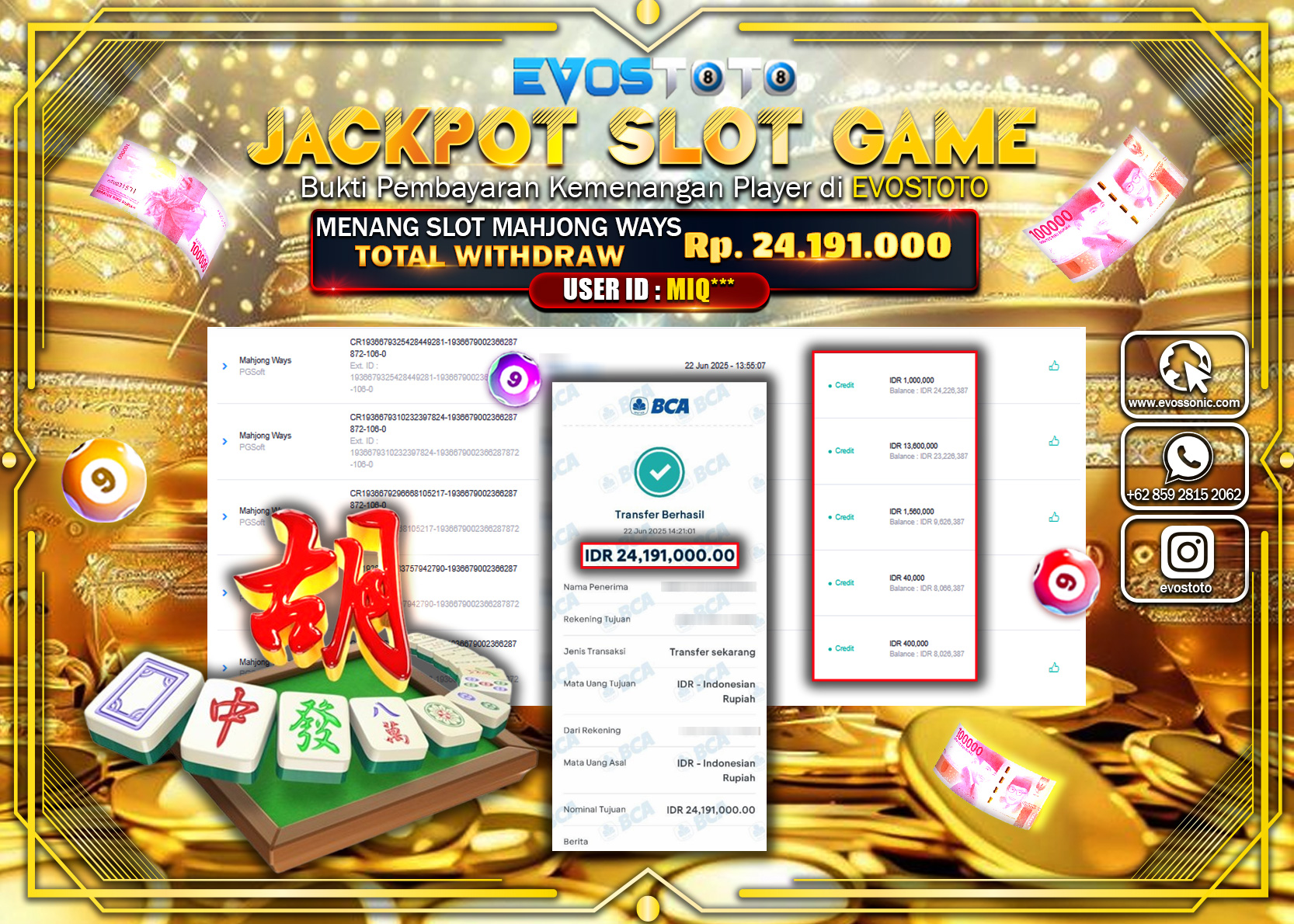 PEMBAYARAN JACKPOT SLOT MAHJONG WAYS  RP24.191.000 DI BAYAR LANGSUNG !