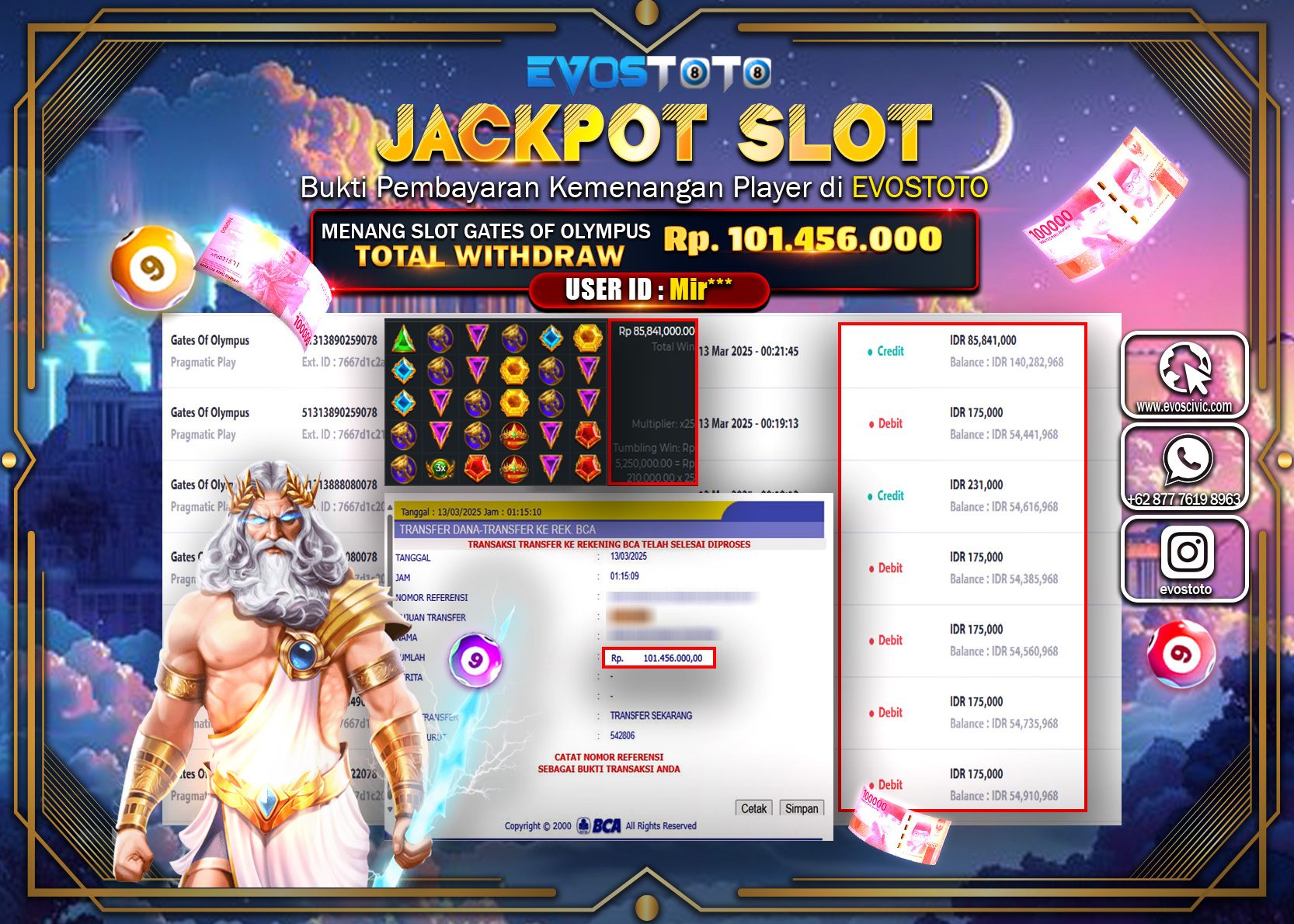 PEMBAYARAN JACKPOT SLOT GATES OF OLYMPUS Rp.101.456.000 DI BAYAR LANGSUNG !