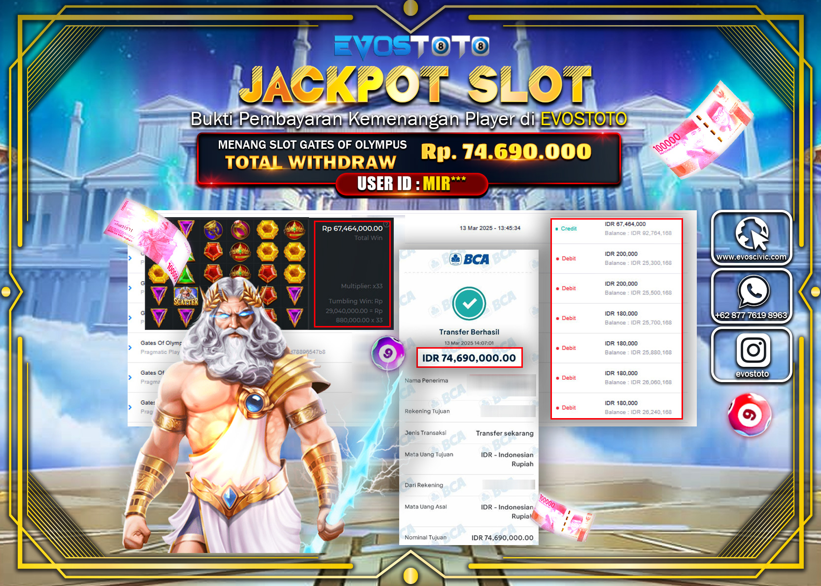 PEMBAYARAN JACKPOT SLOT GATES OF OLYMPUS Rp.74.690.000 DI BAYAR LANGSUNG !