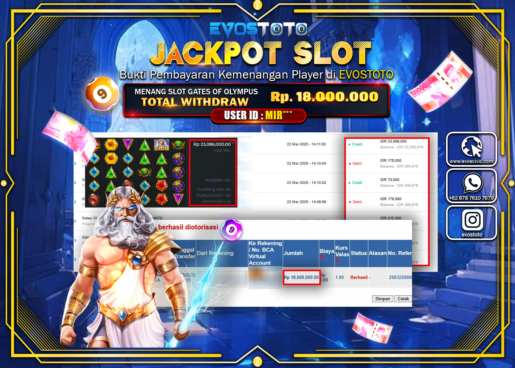 PEMBAYARAN JACKPOT SLOT GATES OF OLYMPUS Rp.18.000.000 DI BAYAR LANGSUNG !