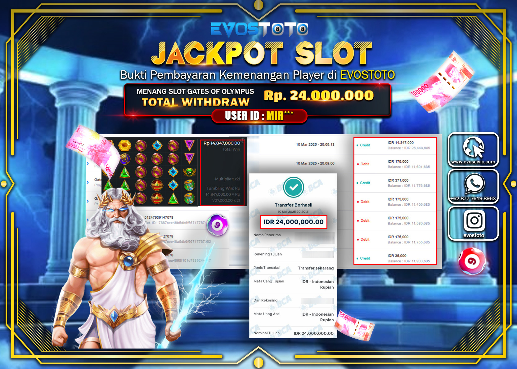 PEMBAYARAN JACKPOT SLOT GATES OF OLYMPUS Rp.24.000.000.- DI BAYAR LANGSUNG !