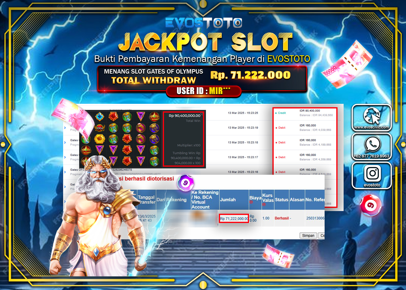 PEMBAYARAN JACKPOT SLOT GATES OF OLYMPUS Rp.71.222.000 DI BAYAR LANGSUNG !