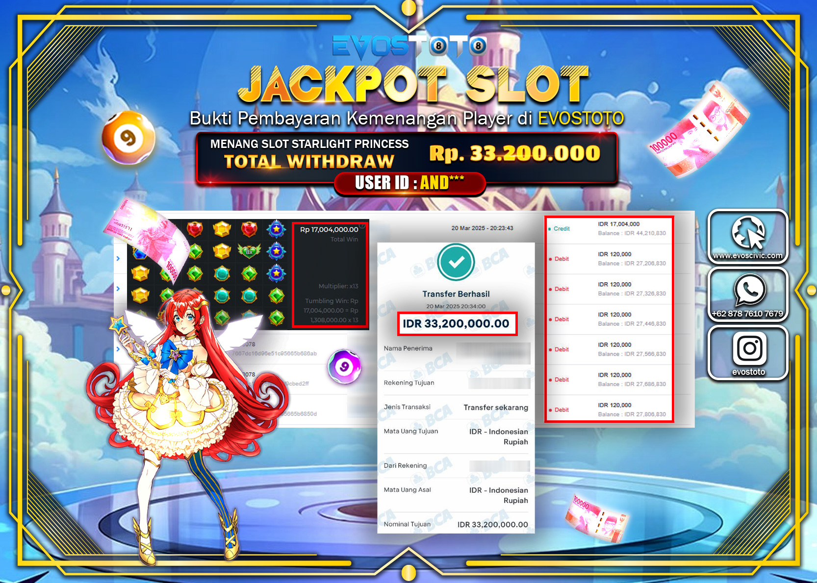 PEMBAYARAN JACKPOT SLOT STARLIGHT PRINCESS Rp.33.200.000 DI BAYAR LANGSUNG !