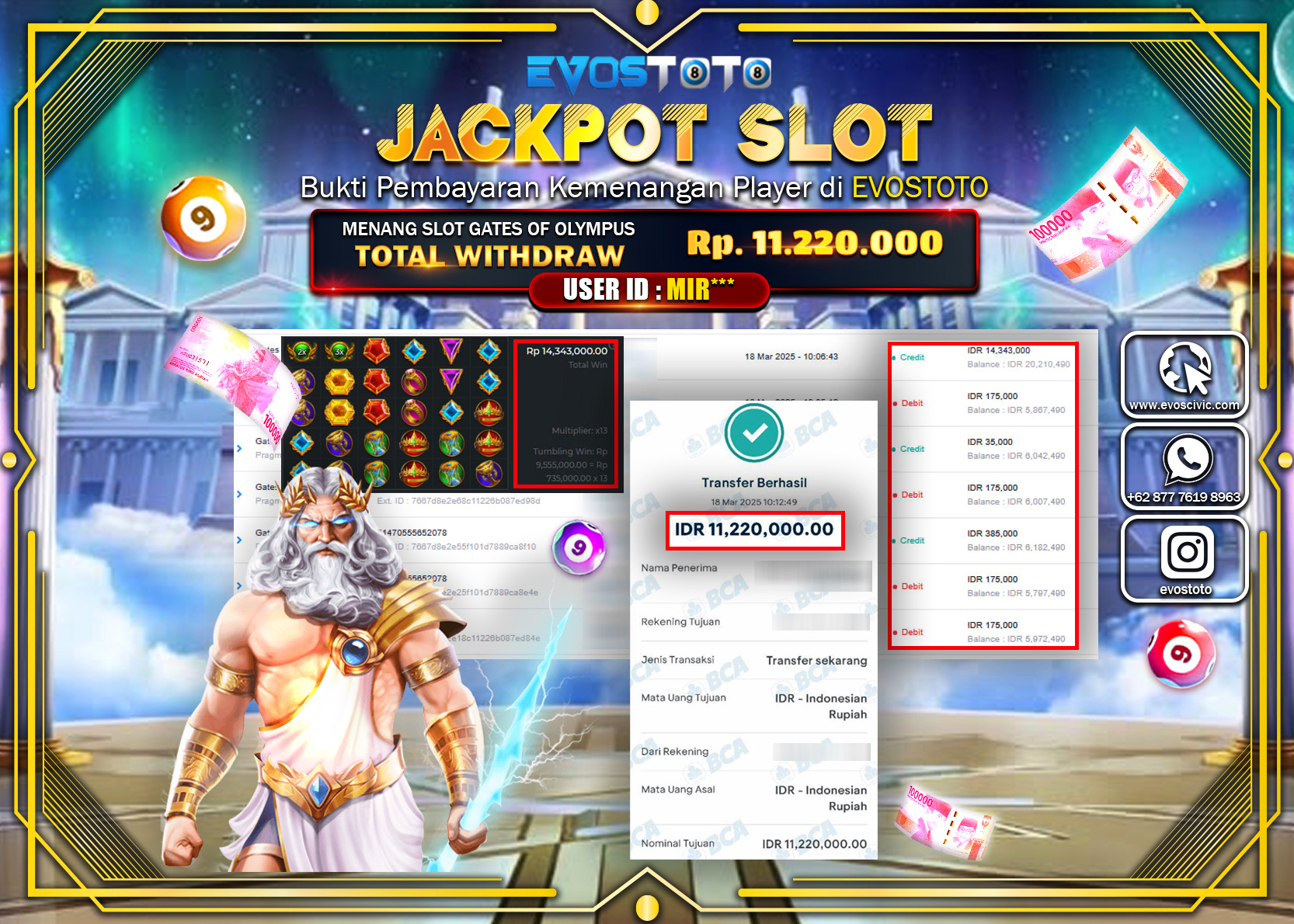 PEMBAYARAN JACKPOT SLOT GATES OF OLYMPUS Rp.11.220.000 DI BAYAR LANGSUNG !