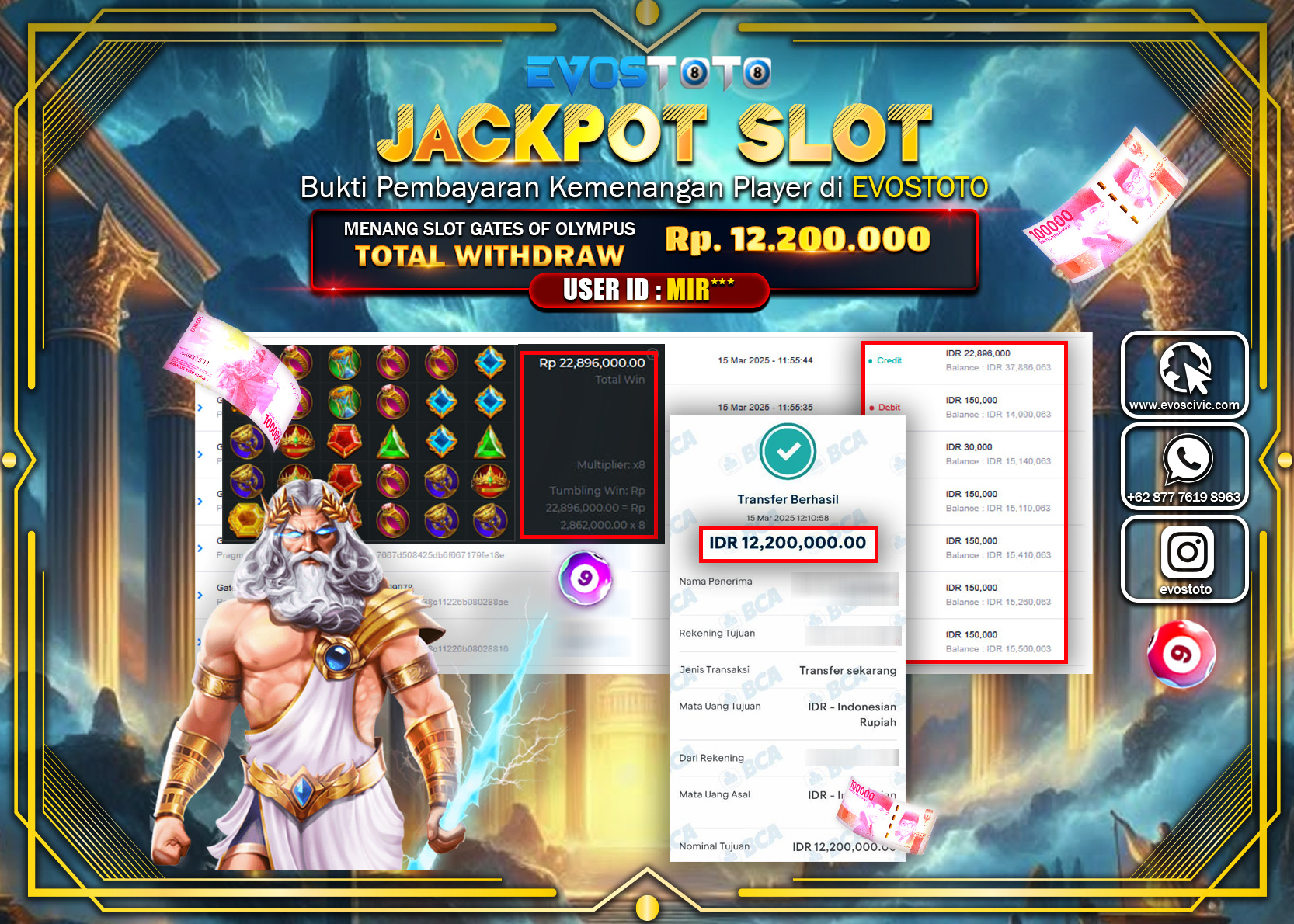 PEMBAYARAN JACKPOT SLOT GATES OF OLYMPUS Rp.12.200.000 DI BAYAR LANGSUNG !