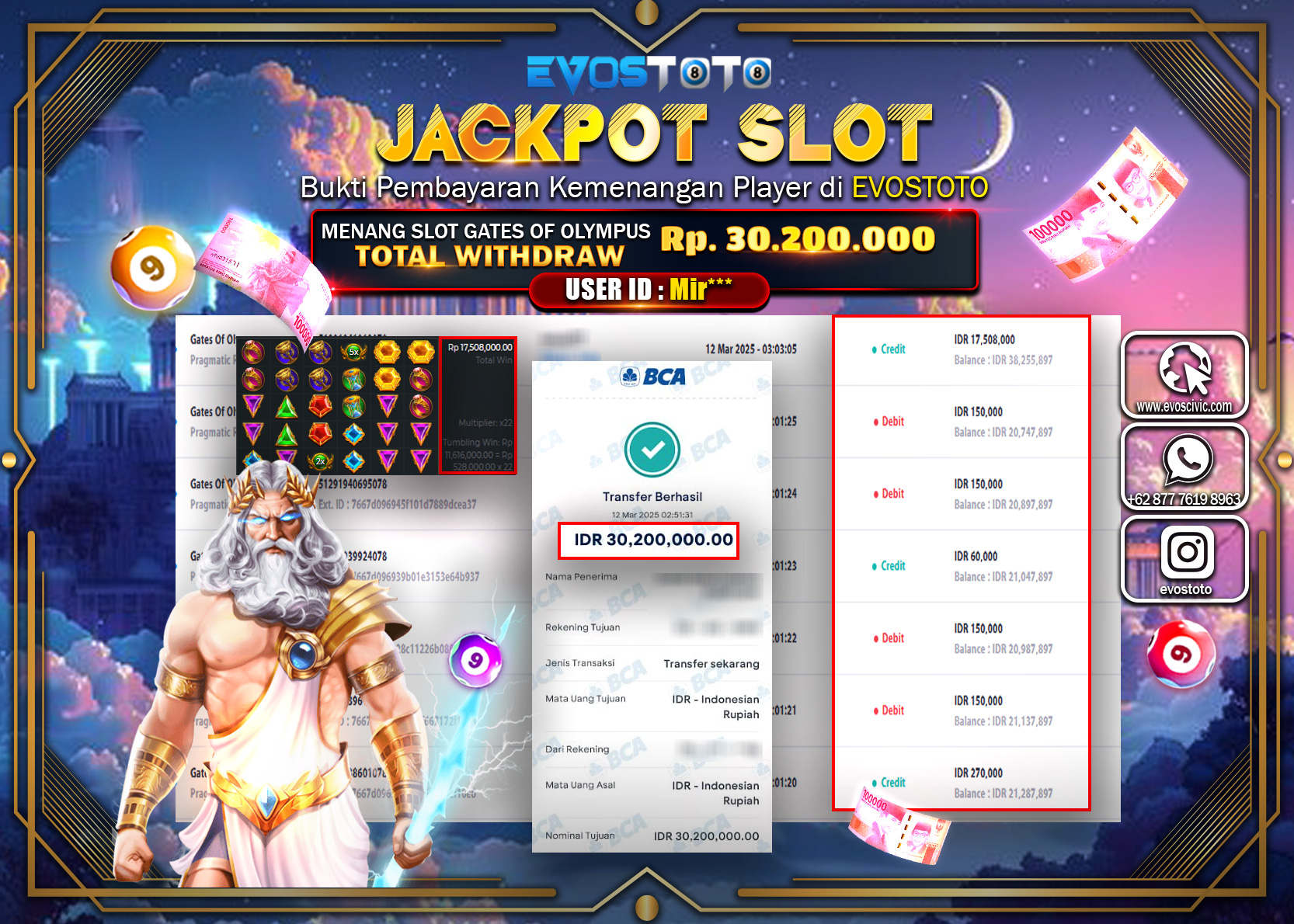 PEMBAYARAN JACKPOT SLOT GATES OF OLYMPUS Rp.30.200.000 DI BAYAR LANGSUNG !
