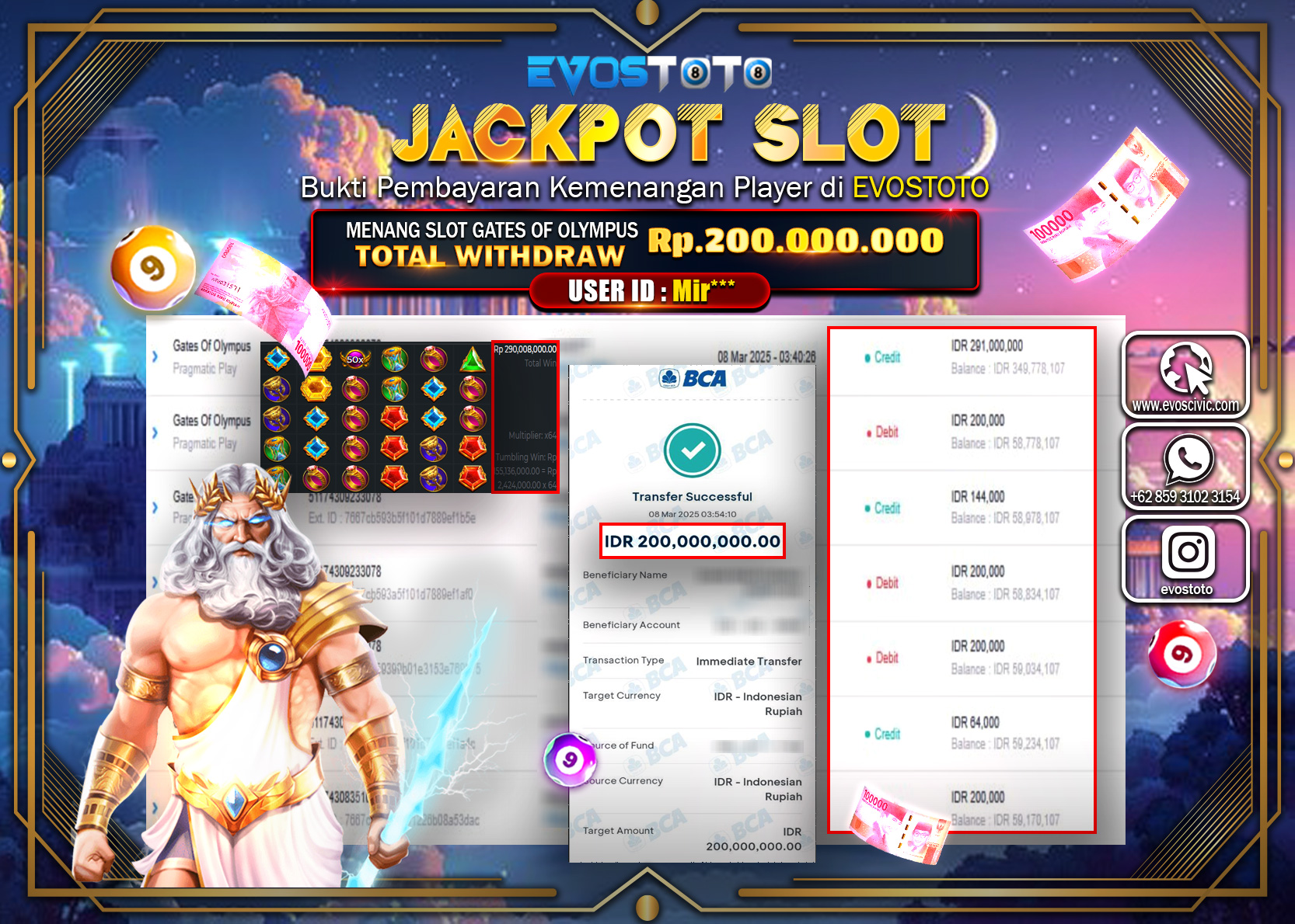 PEMBAYARAN JACKPOT SLOT GATES OF OLYMPUS Rp.200.000.000 DI BAYAR LANGSUNG !