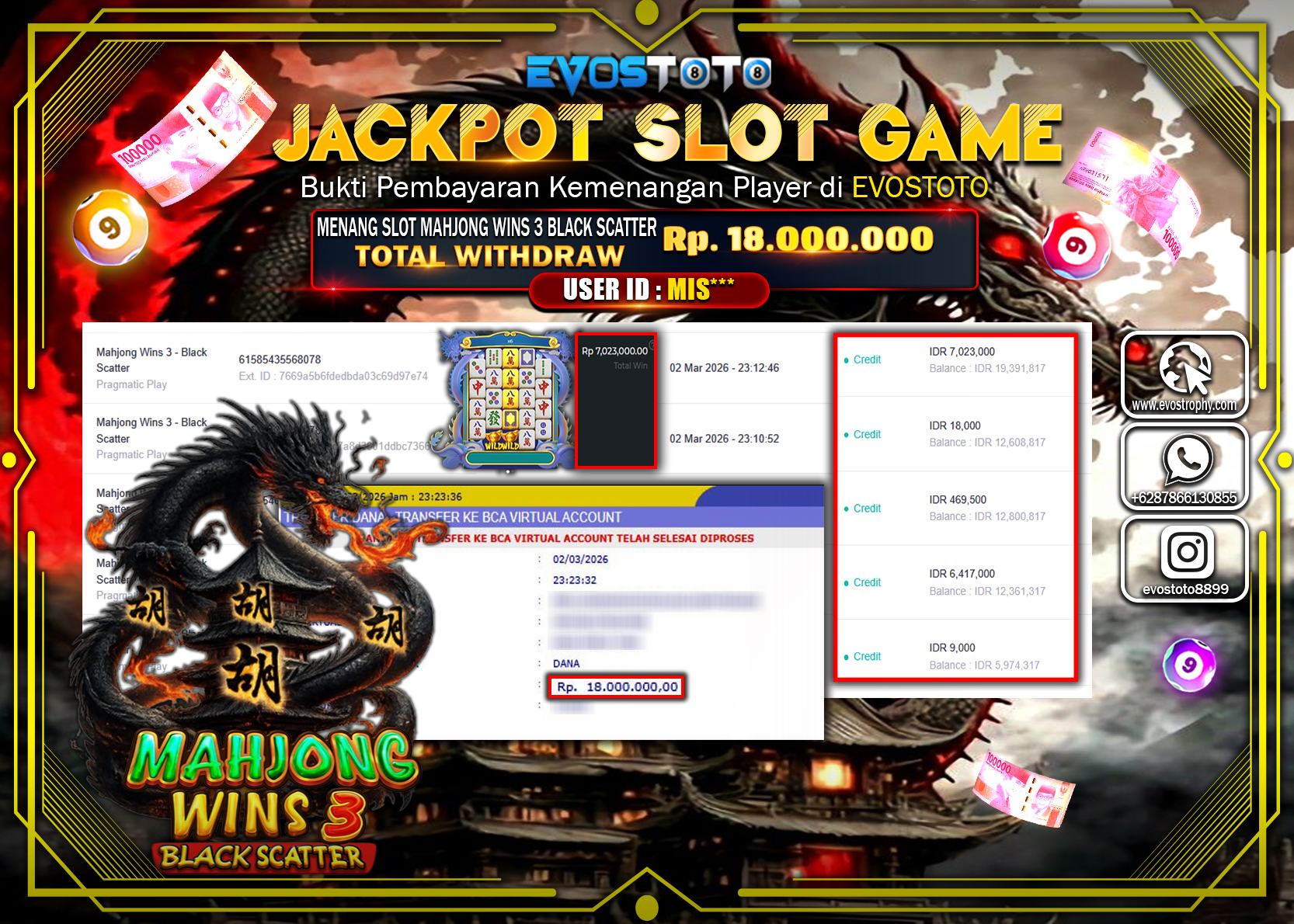 PEMBAYARAN JACKPOT SLOT MAHJONG WINS 3 BLACK SCATTER Rp.18.000.000 DI BAYAR LANGSUNG !