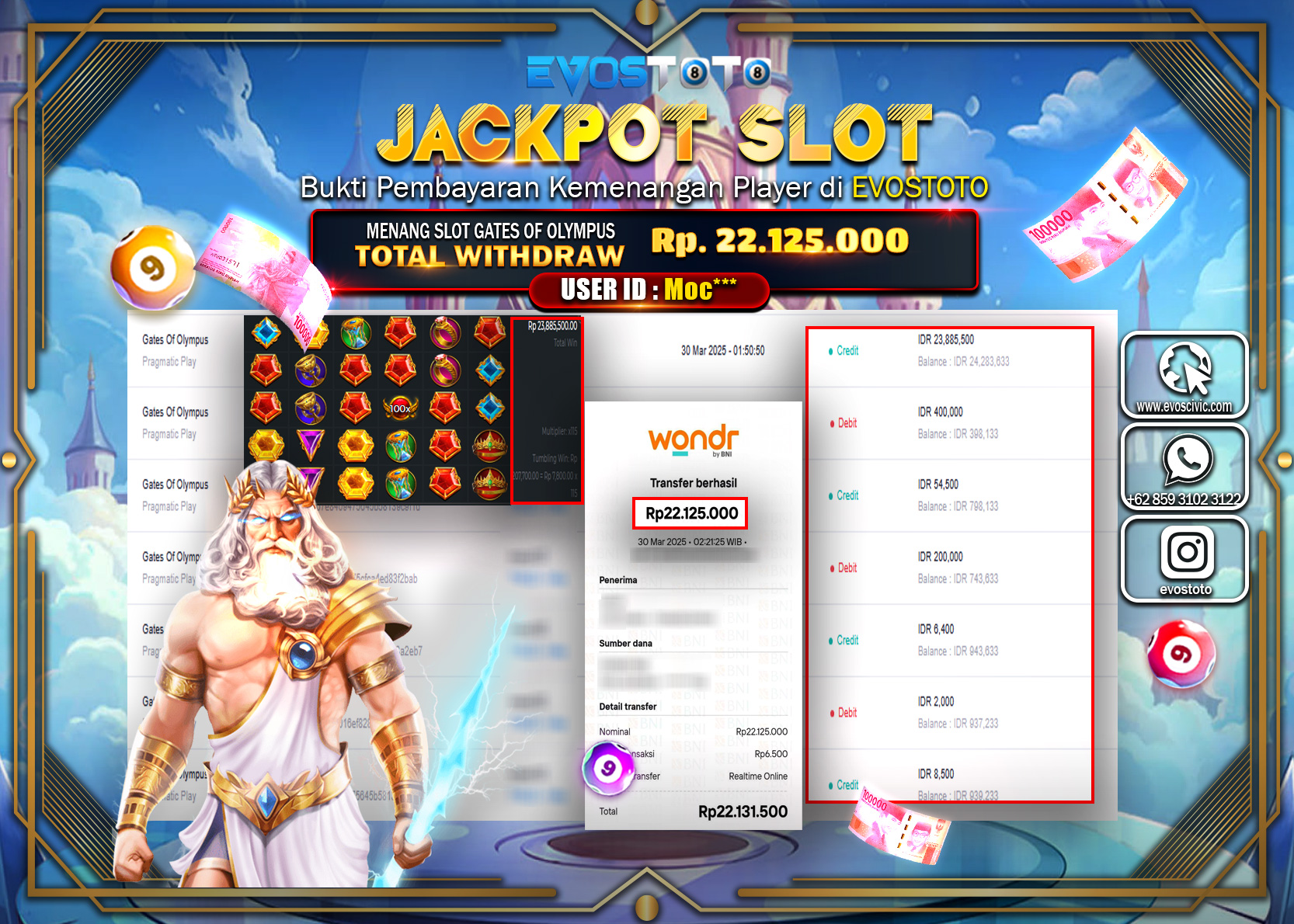 PEMBAYARAN JACKPOT SLOT GATES OF OLYMPUS Rp.22.125.000 DI BAYAR LANGSUNG !