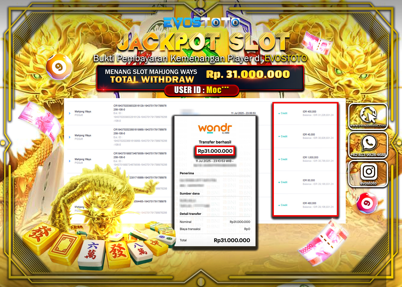 PEMBAYARAN JACKPOT SLOT MAHJONG WAYS 10.000.000 DI BAYAR LANGSUNG !