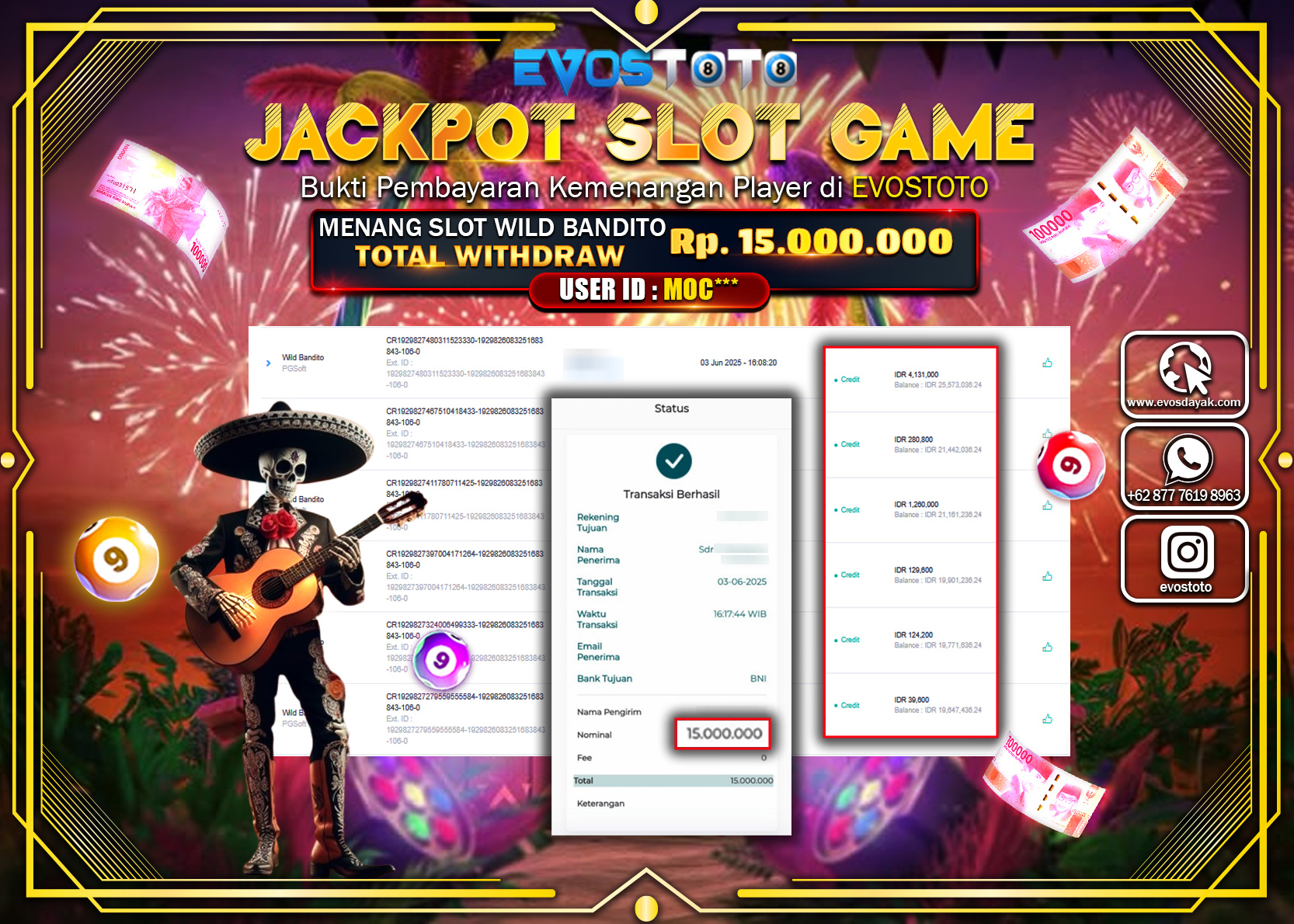 PEMBAYARAN JACKPOT SLOT WILD BANDITO Rp15.000.000 DI BAYAR LANGSUNG !