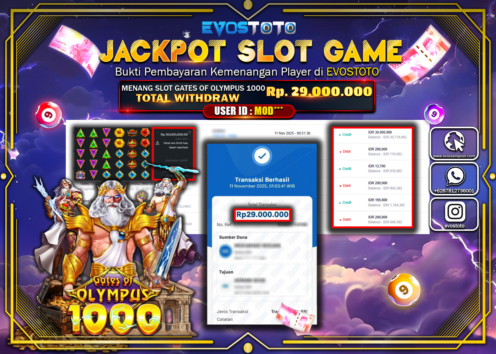 PEMBAYARAN JACKPOT SLOT GATES OF OLYMPUS 1000 Rp29.000.000 DI BAYAR LANGSUNG !