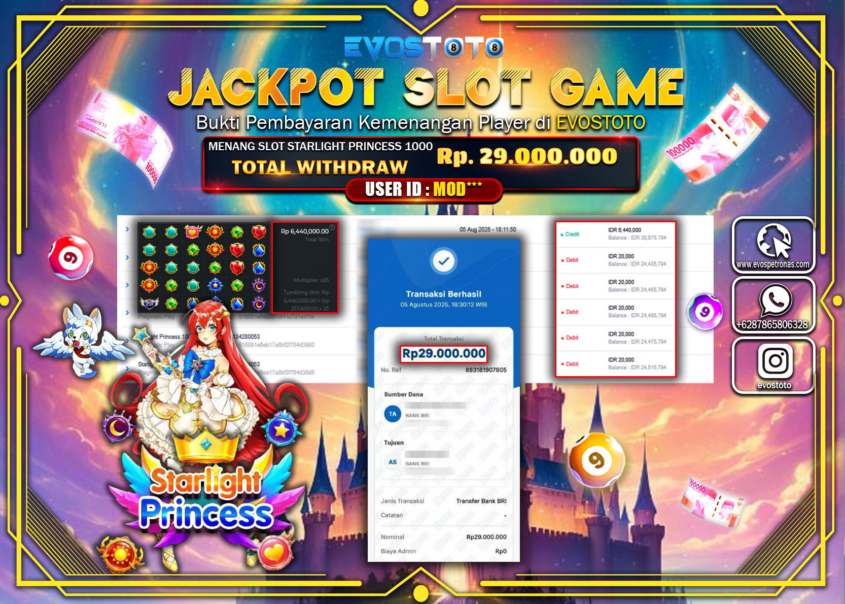 PEMBAYARAN JACKPOT SLOT STARLIGHT PRINCESS 1000 Rp29.000.000 DI BAYAR LANGSUNG !