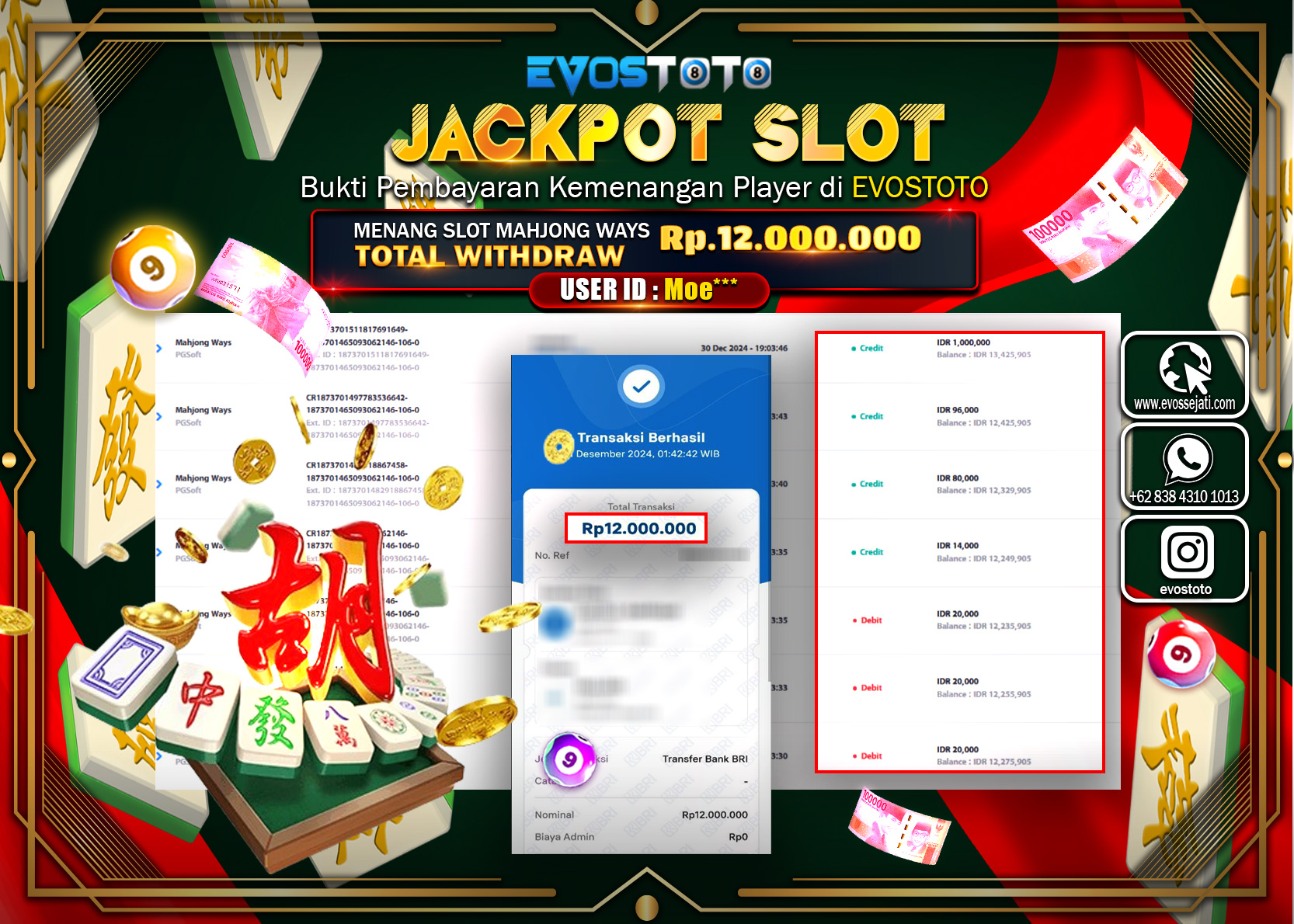 PEMBAYARAN JACKPOT SLOT MAHJONG WAYS Rp.12.000.000 DI BAYAR LANGSUNG !