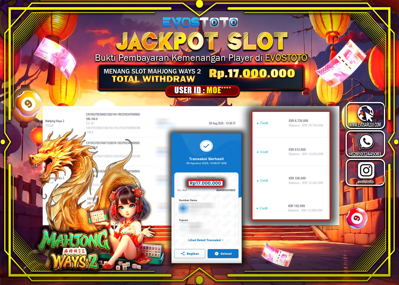 PEMBAYARAN JACKPOT SLOT MAHJONG WAYS 2 Rp17.000.000 DI BAYAR LANGSUNG !