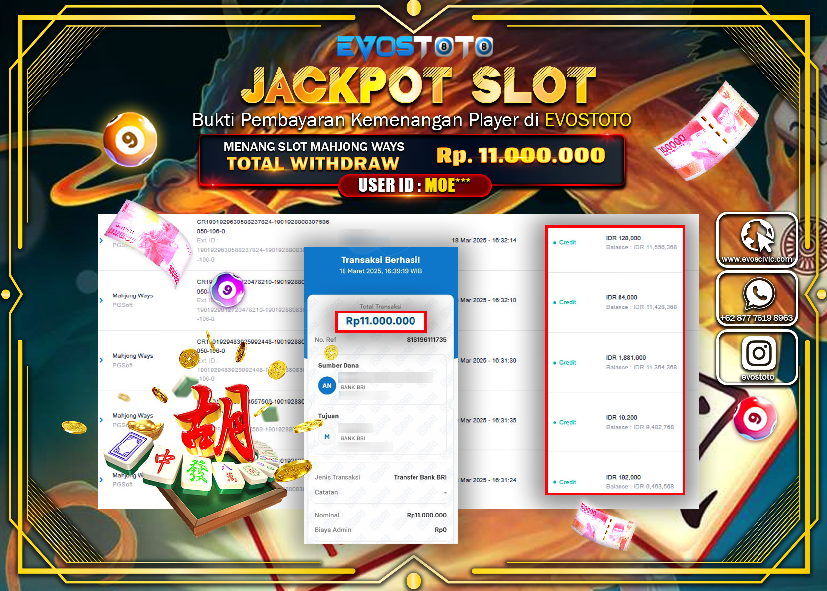 PEMBAYARAN JACKPOT SLOT MAHJJONG WAYS Rp.11.000.000 DI BAYAR LANGSUNG !