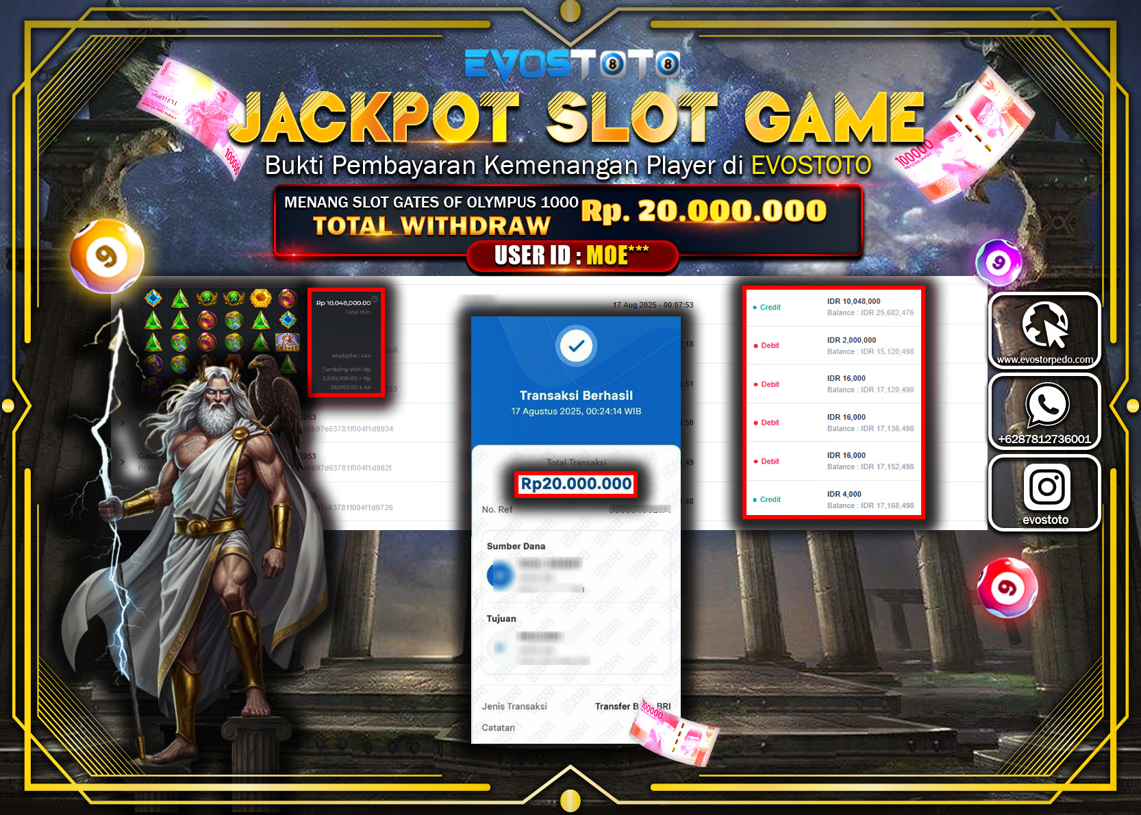 PEMBAYARAN JACKPOT SLOT GATES OF OLYMPUS Rp20.000.000 DI BAYAR LANGSUNG !