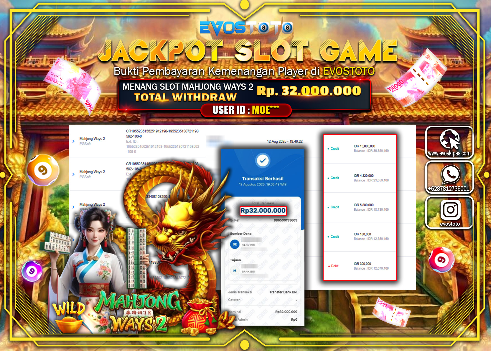 PEMBAYARAN JACKPOT SLOT MAHJONG WAYS 2 Rp32.000.000 DI BAYAR LANGSUNG !