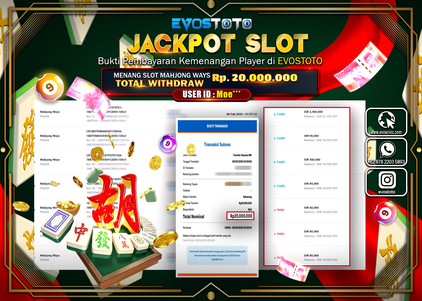 PEMBAYARAN JACKPOT SLOT MAHJJONG WAYS Rp.20.000.000 DI BAYAR LANGSUNG !