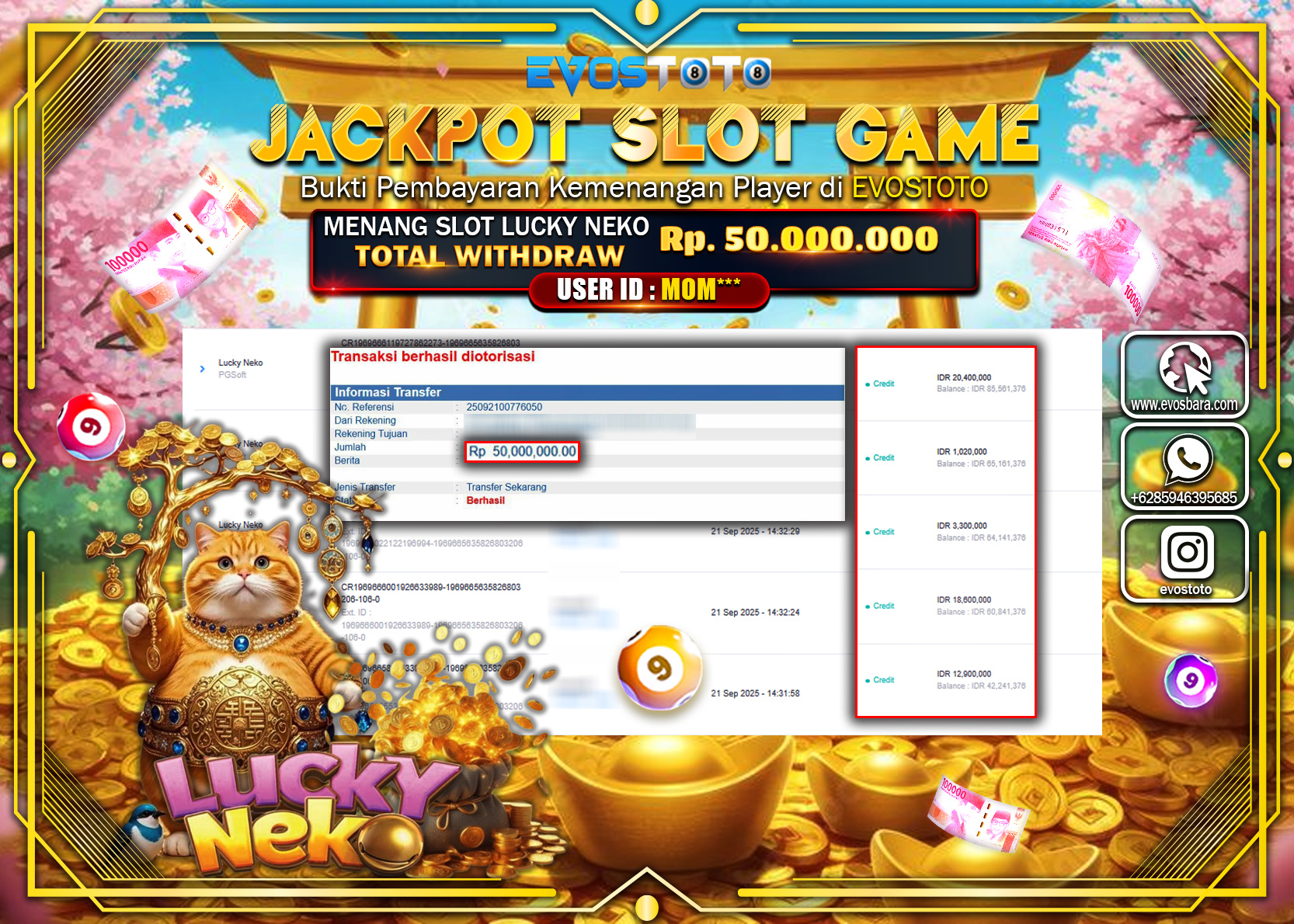 PEMBAYARAN JACKPOT SLOT LUCKY NEKO  Rp50.000.000 DI BAYAR LANGSUNG !