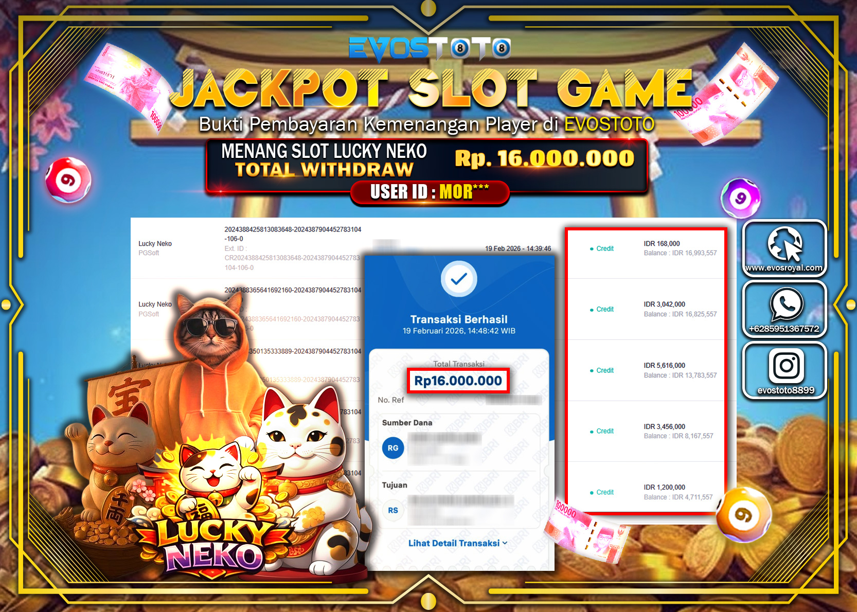 PEMBAYARAN JACKPOT SLOT LUCKY NEKO Rp.16.000.000 DI BAYAR LANGSUNG !