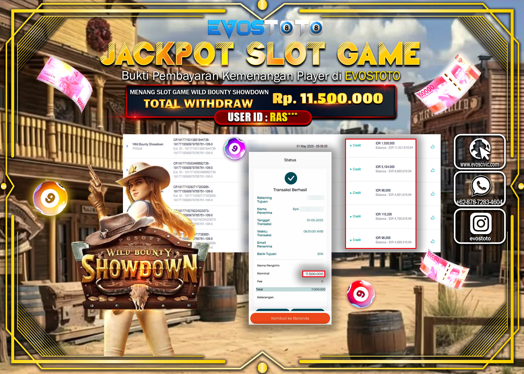 PEMBAYARAN JACKPOT SLOT WILD BOUNTY SHOWDOWN Rp.11.500.000 DI BAYAR LANGSUNG !