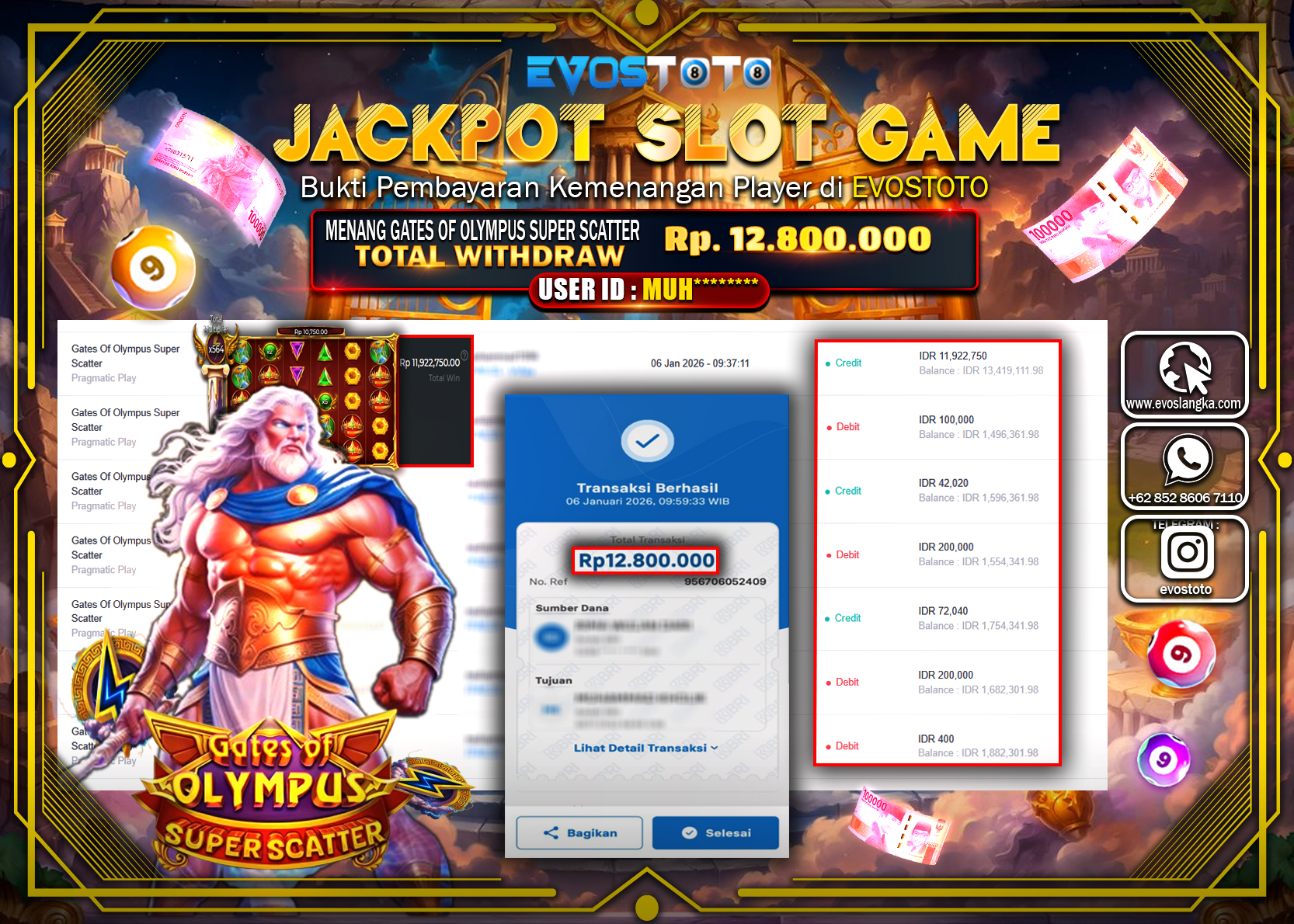 PEMBAYARAN JACKPOT SLOT GATES OF OLYMPUS SUPER SCATTER  Rp.12.800.000 DI BAYAR LANGSUNG !