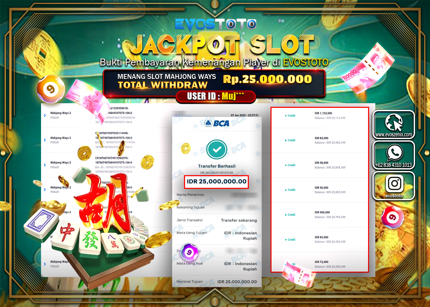 PEMBAYARAN JACKPOT SLOT MAHJONG WAYS Rp.25.000.000 DI BAYAR LANGSUNG !