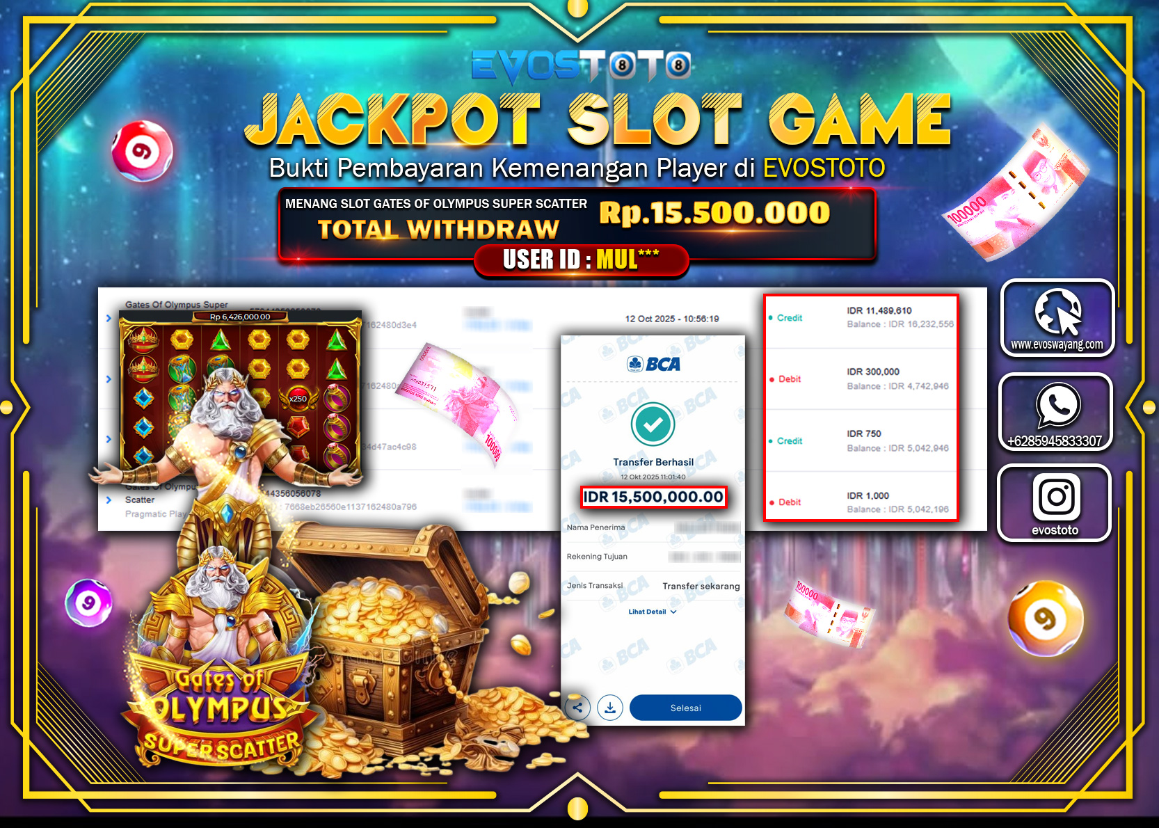 PEMBAYARAN JACKPOT SLOT GATES OF OLYMPUS SUPER SCATTER Rp15.500.000 DI BAYAR LANGSUNG !