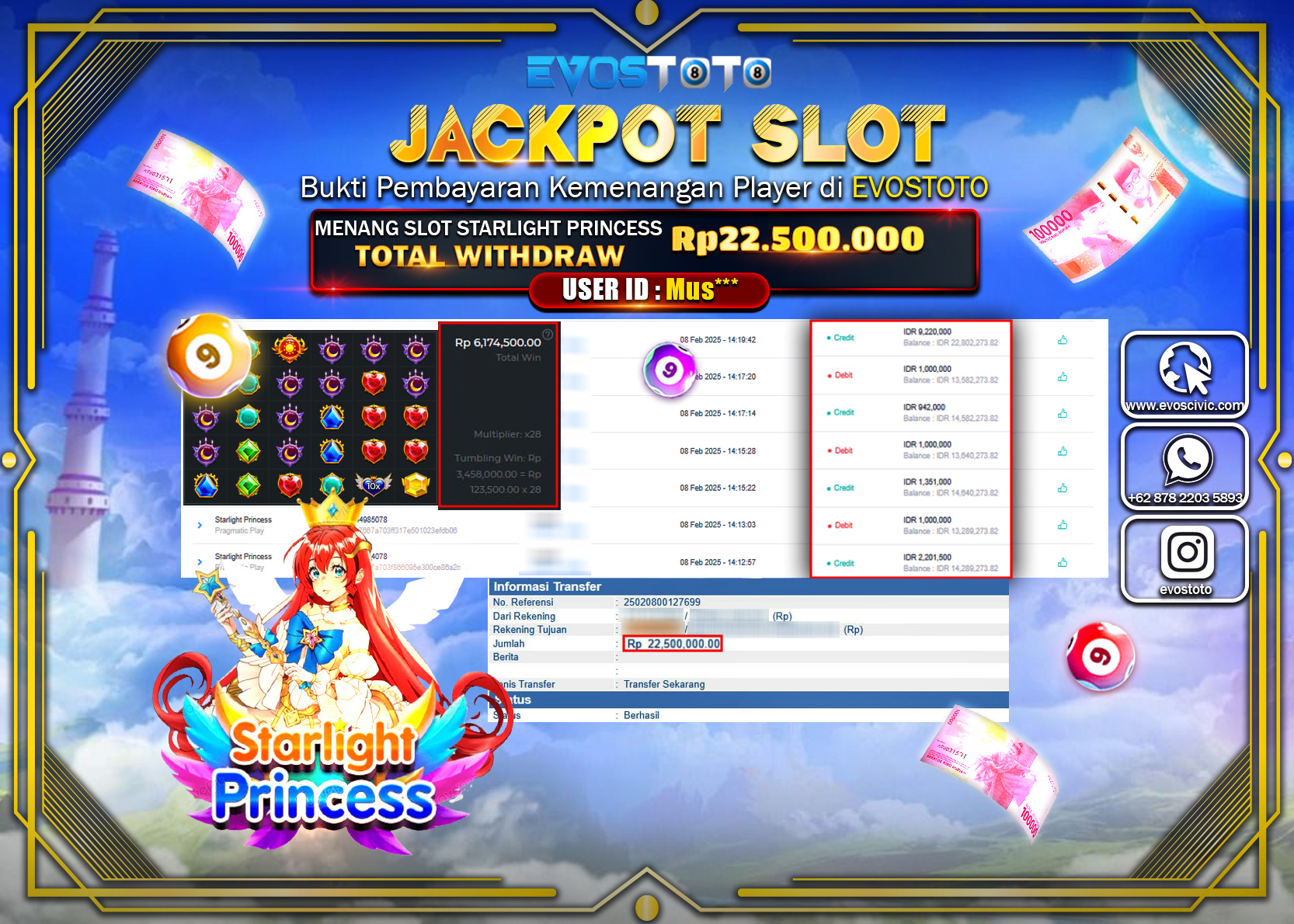 PEMBAYARAN JACKPOT SLOT STARLIGHT PRINCESS Rp.22.500.000 DI BAYAR LANGSUNG !