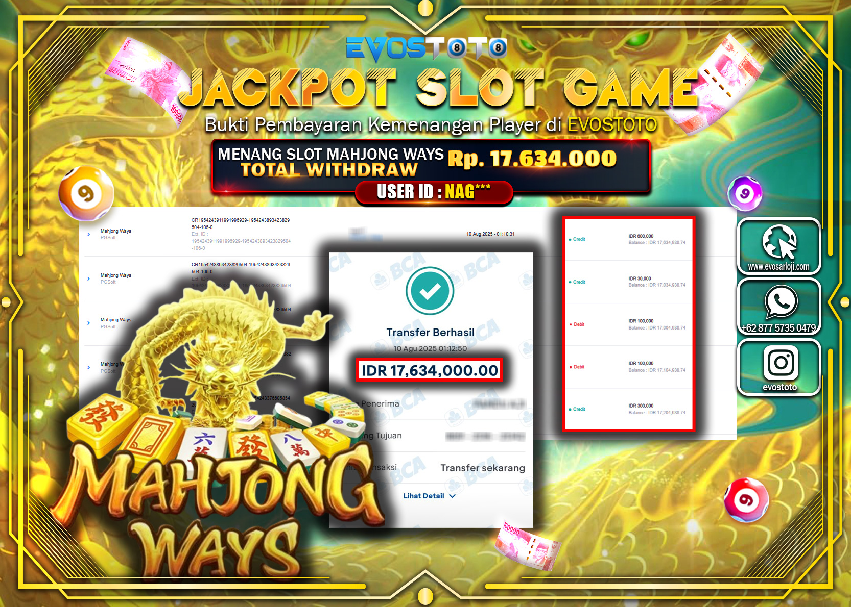 PEMBAYARAN JACKPOT SLOT MAHJJONG WAYS Rp17.634.000 DI BAYAR LANGSUNG !