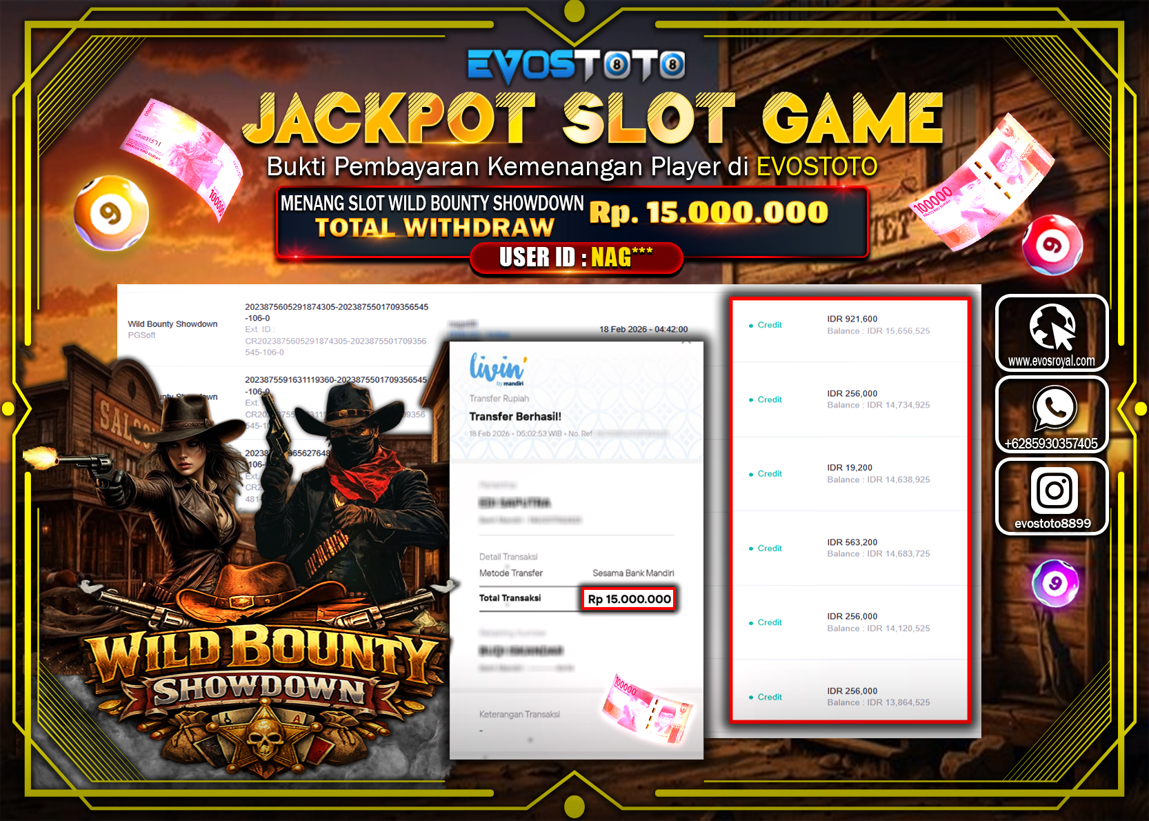 PEMBAYARAN JACKPOT SLOT WILD BOUNTY SHOWDOWN Rp.15.000.000 DI BAYAR LANGSUNG !